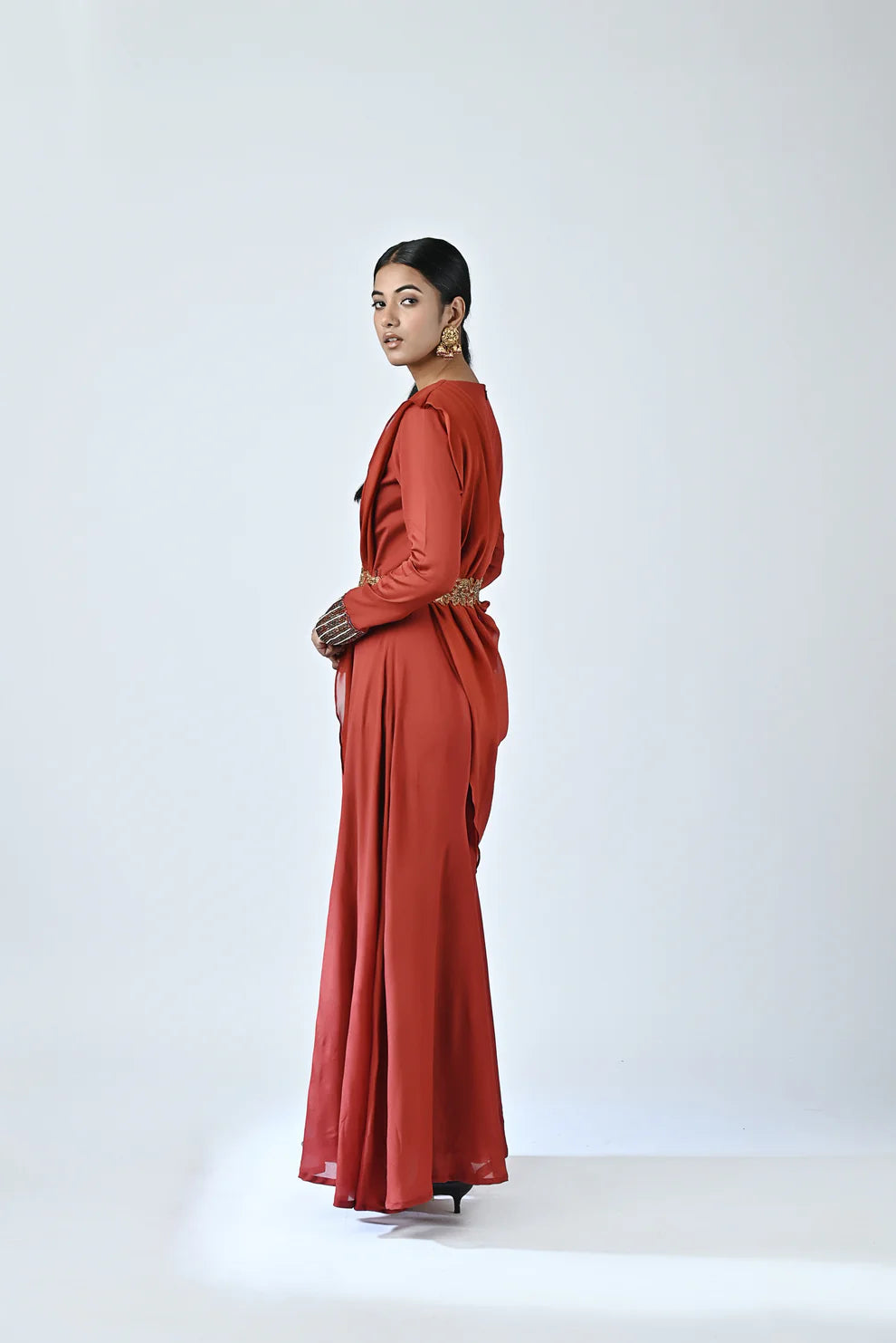 Red Drape Jumpsuit