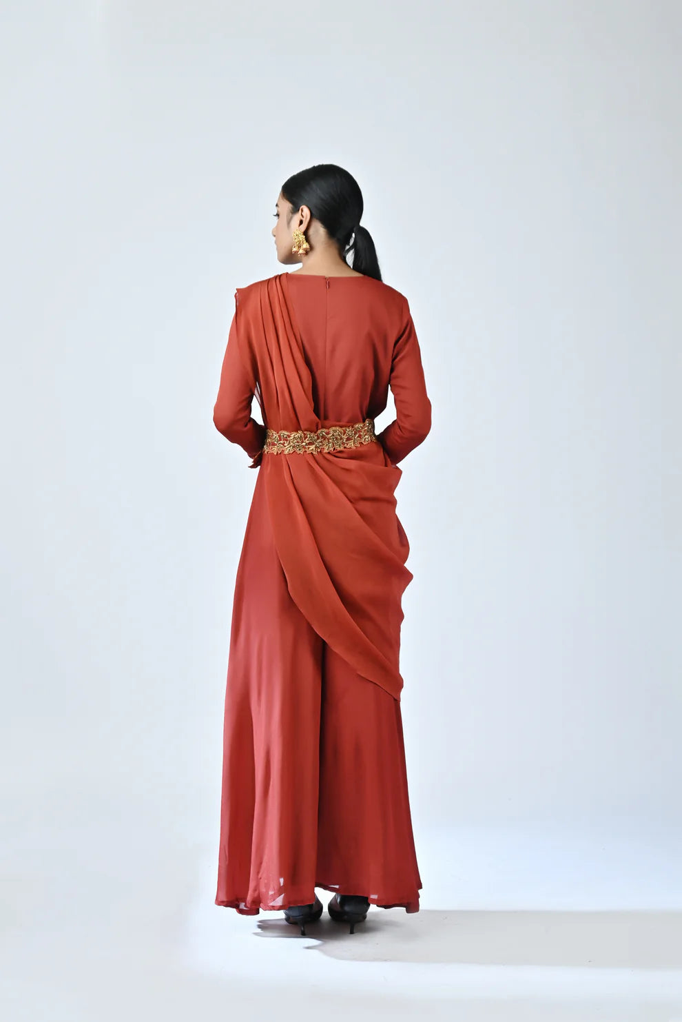 Red Drape Jumpsuit