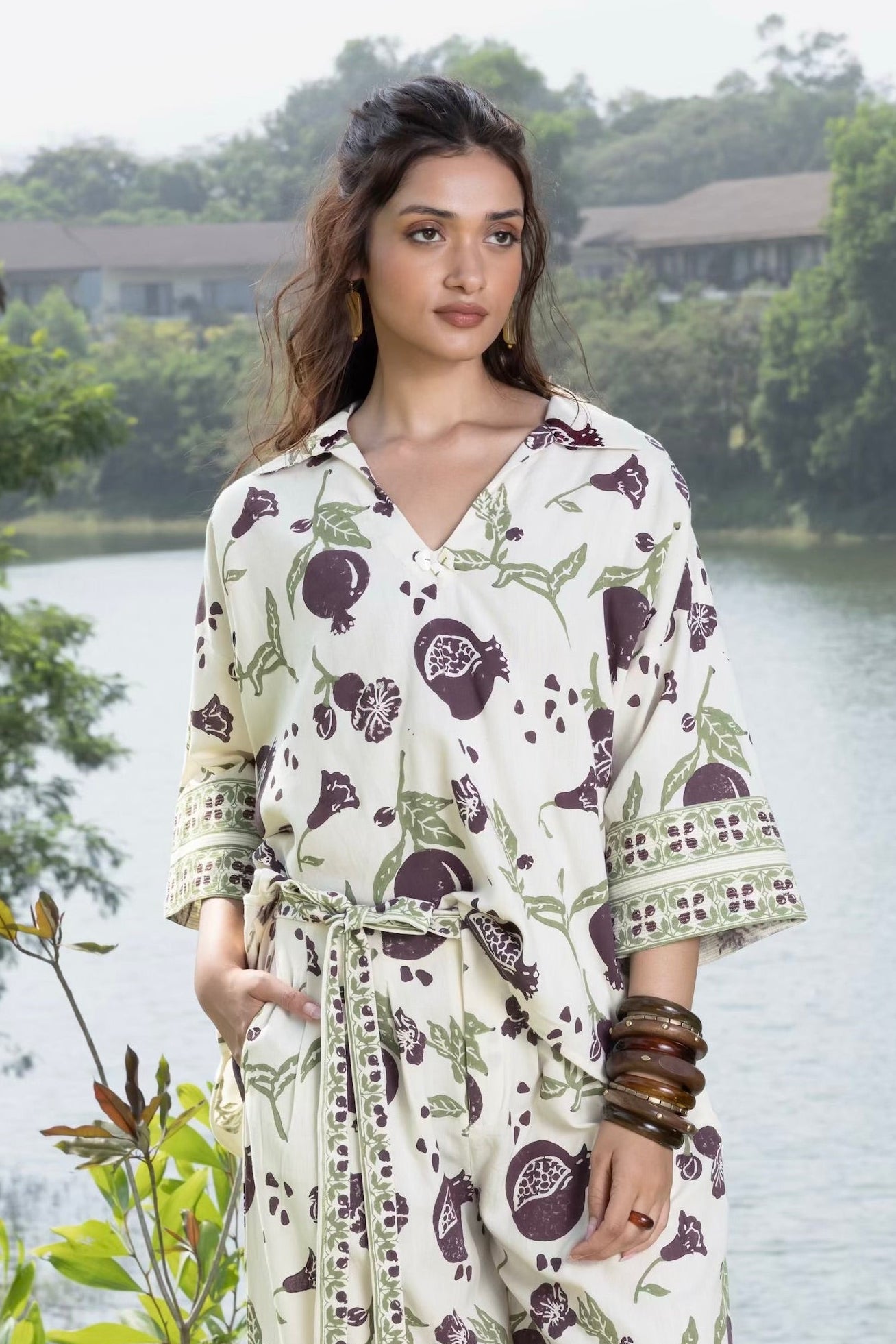 Boxy Oversized Top with Embroidered Collar & Sleeves