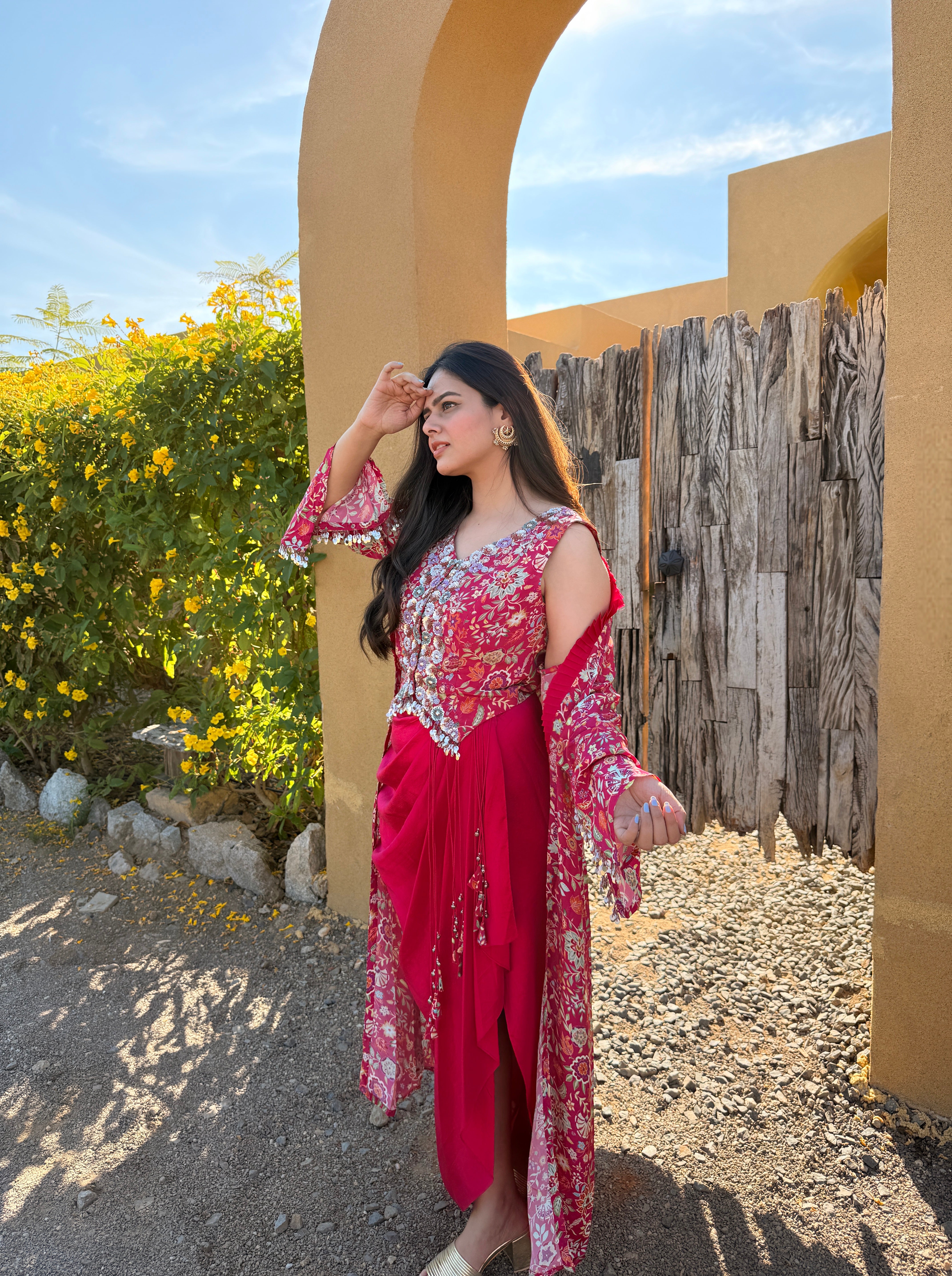 House of Misu in Gulabi Noor Pure Silk Three Piece Set