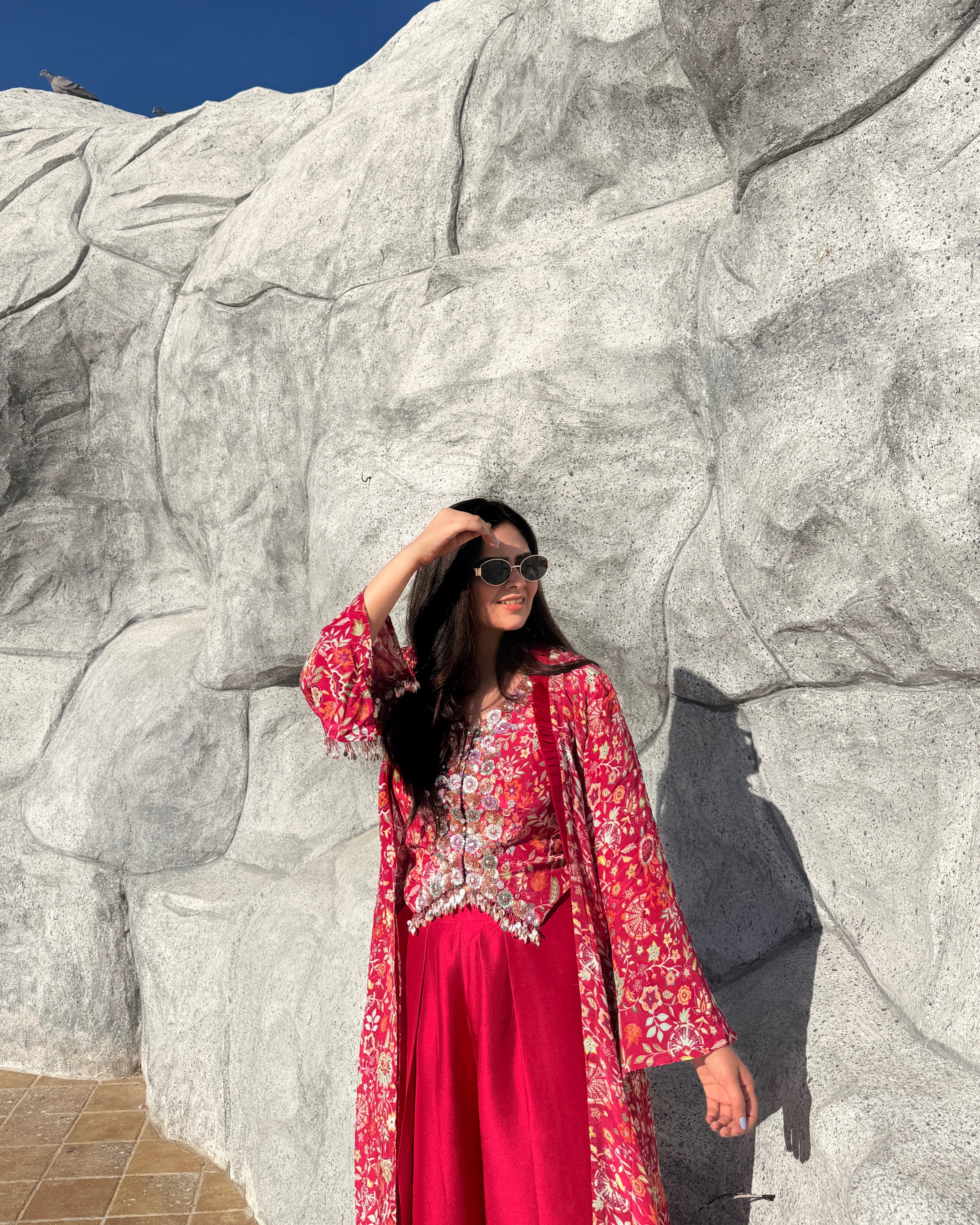 House of Misu in Gulabi Noor Pure Silk Three Piece Set