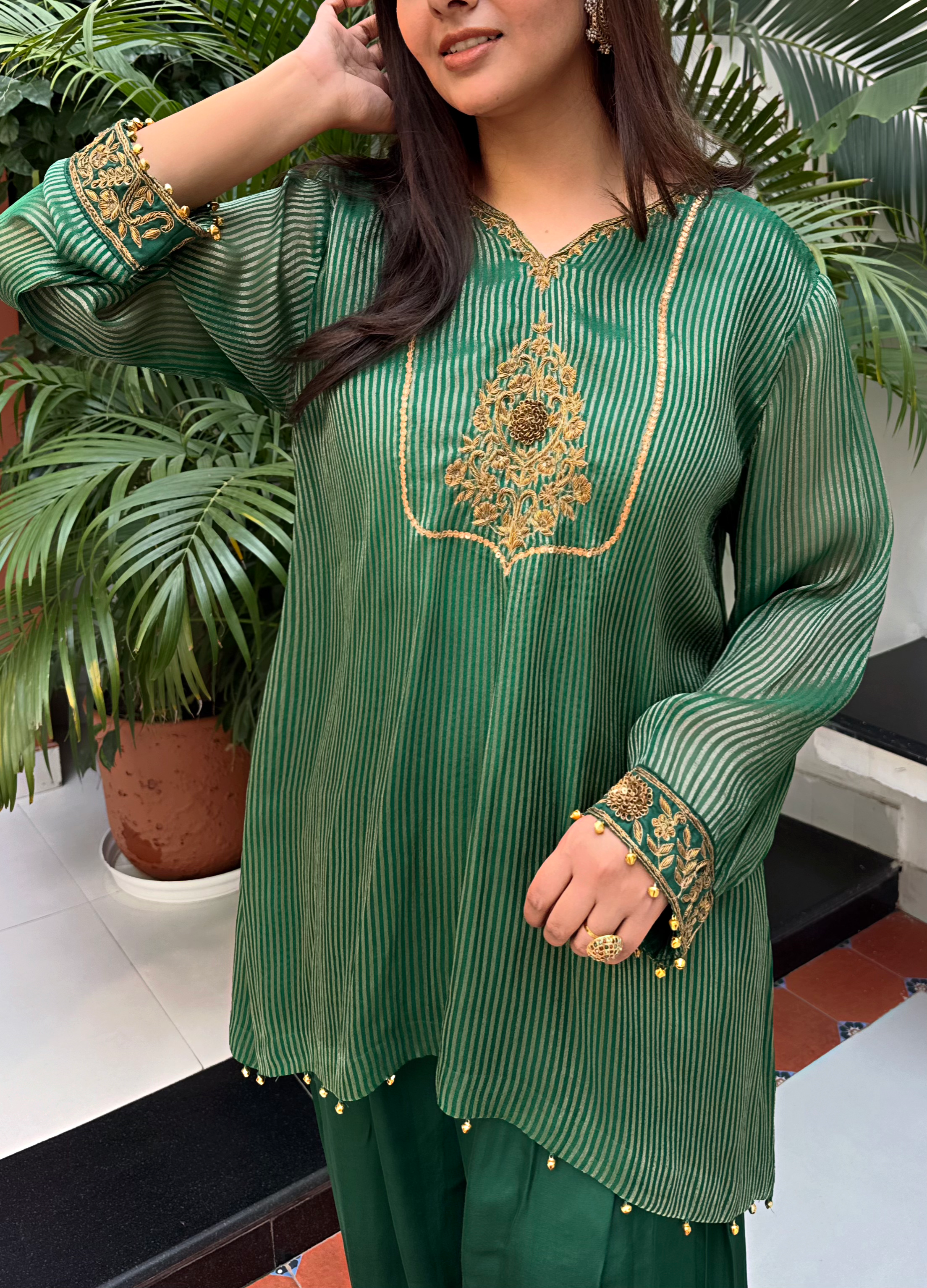 Aanchal Jain | Mehraab Green Farshi Set