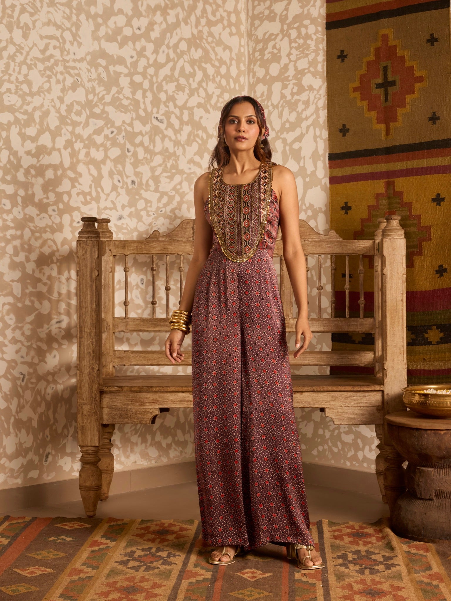 Ajrakh Wide-Leg Jumpsuit