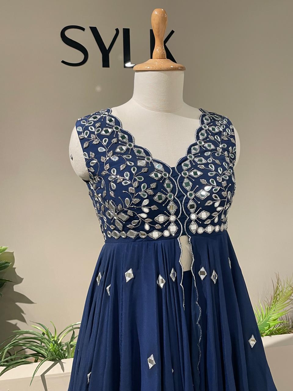 Crepe All Over Scalloped Kurti With New Biased Flared Pants