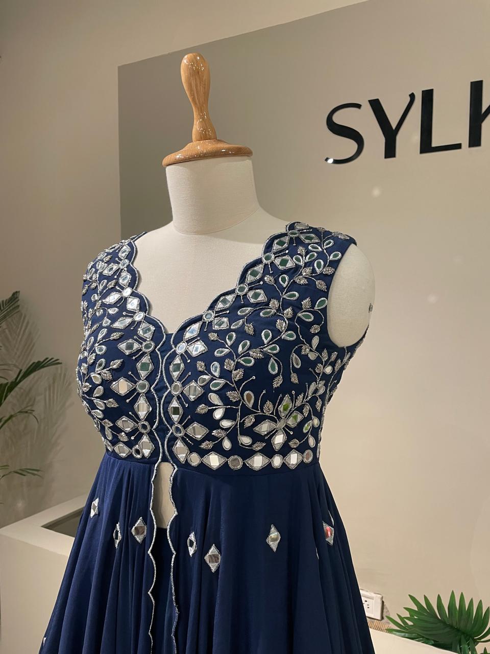 Crepe All Over Scalloped Kurti With New Biased Flared Pants