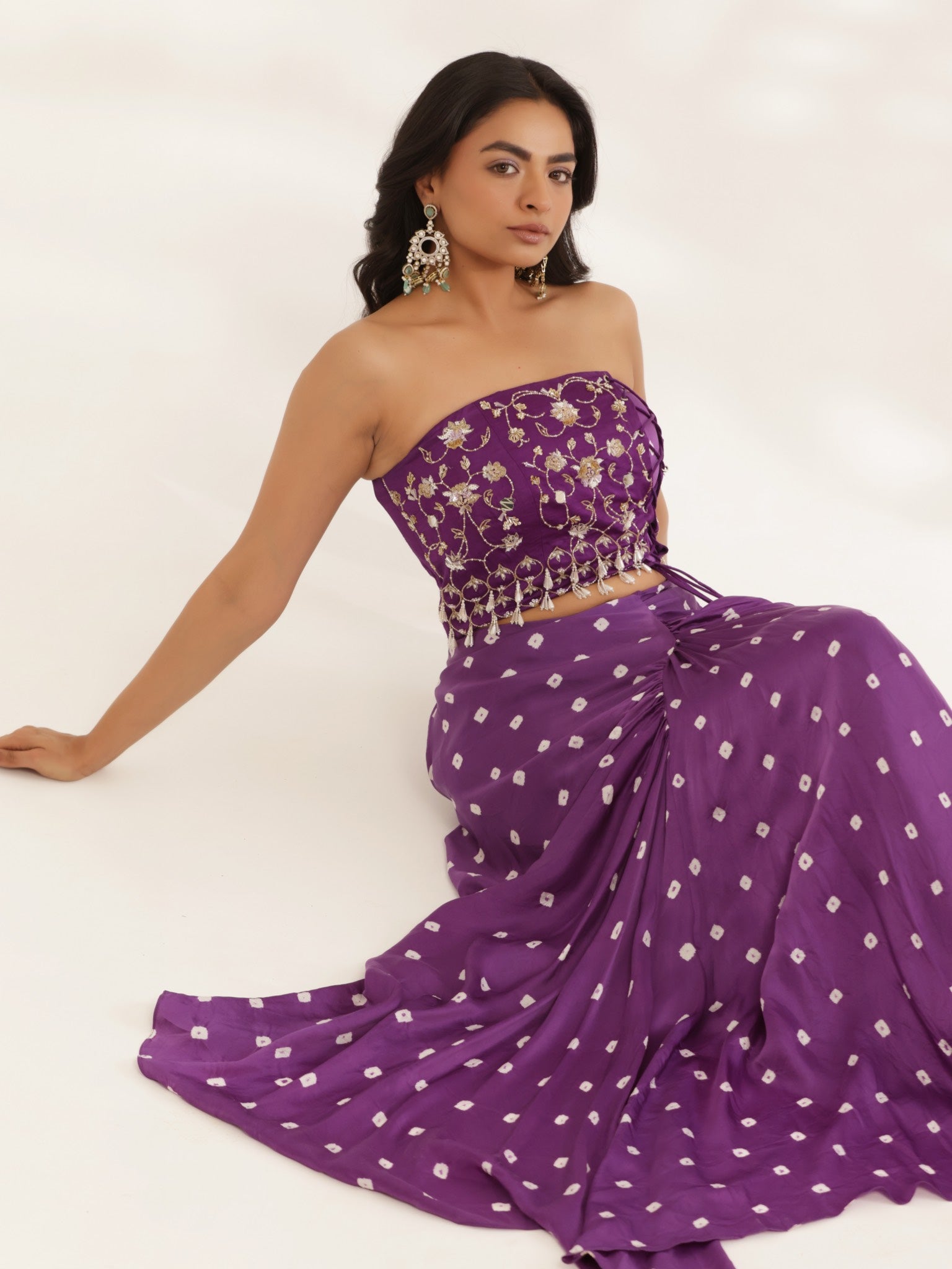 Saavali Purple Drape Skirt Set
