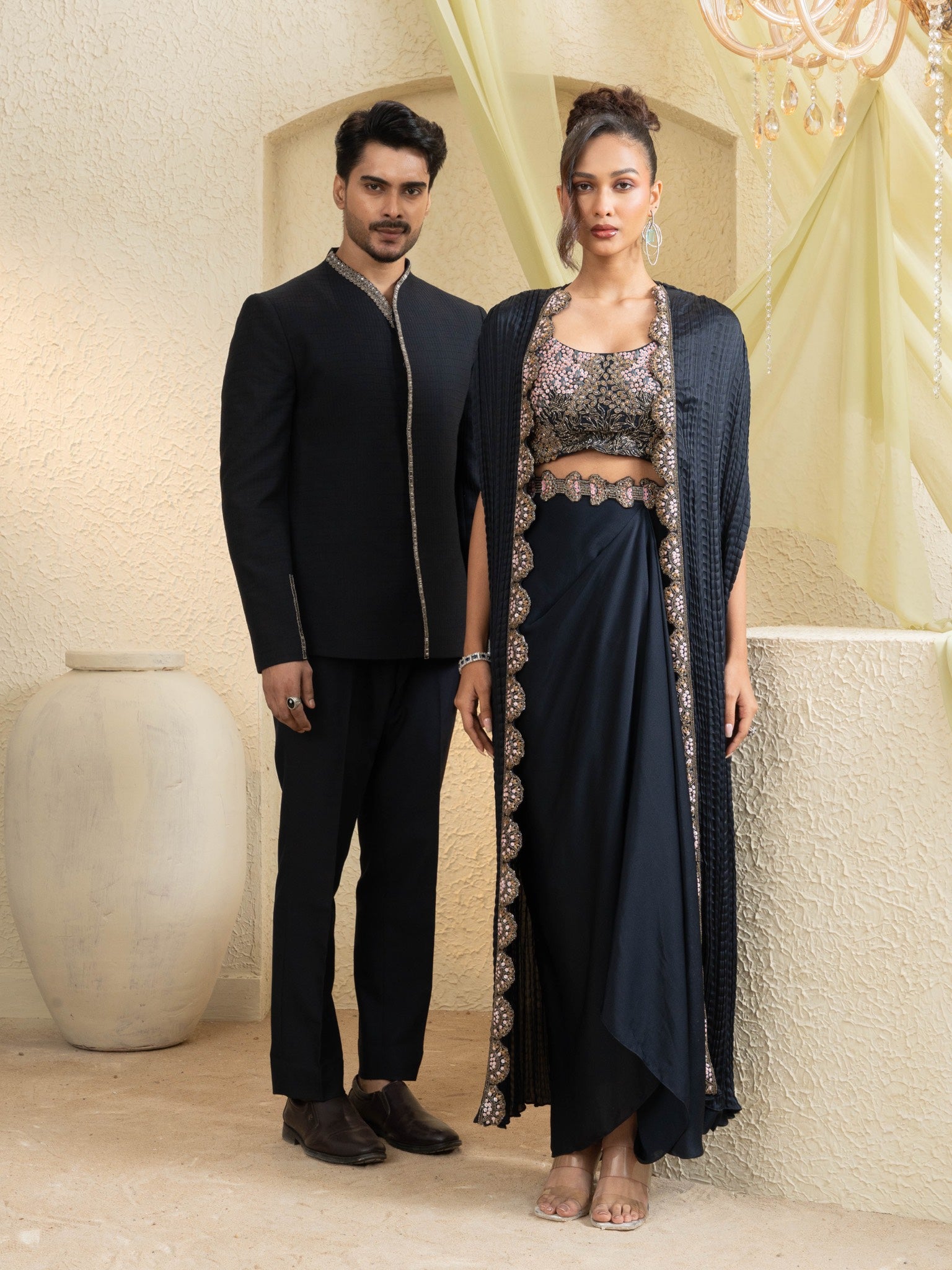 Mehak Bakshi | Rooh Deep Blue Draped Skirt Set