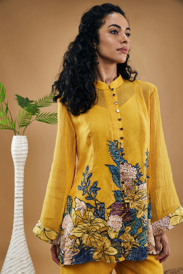 Zinnia Yellow Applique Co-ord Set