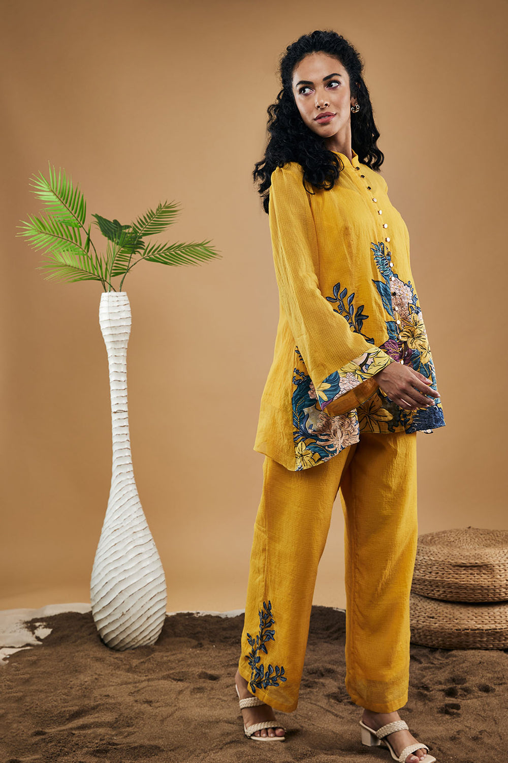 Zinnia Yellow Applique Co-ord Set