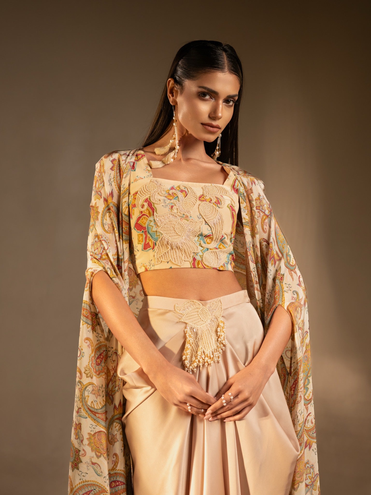 Bloom Reverie Draped Skirt Set