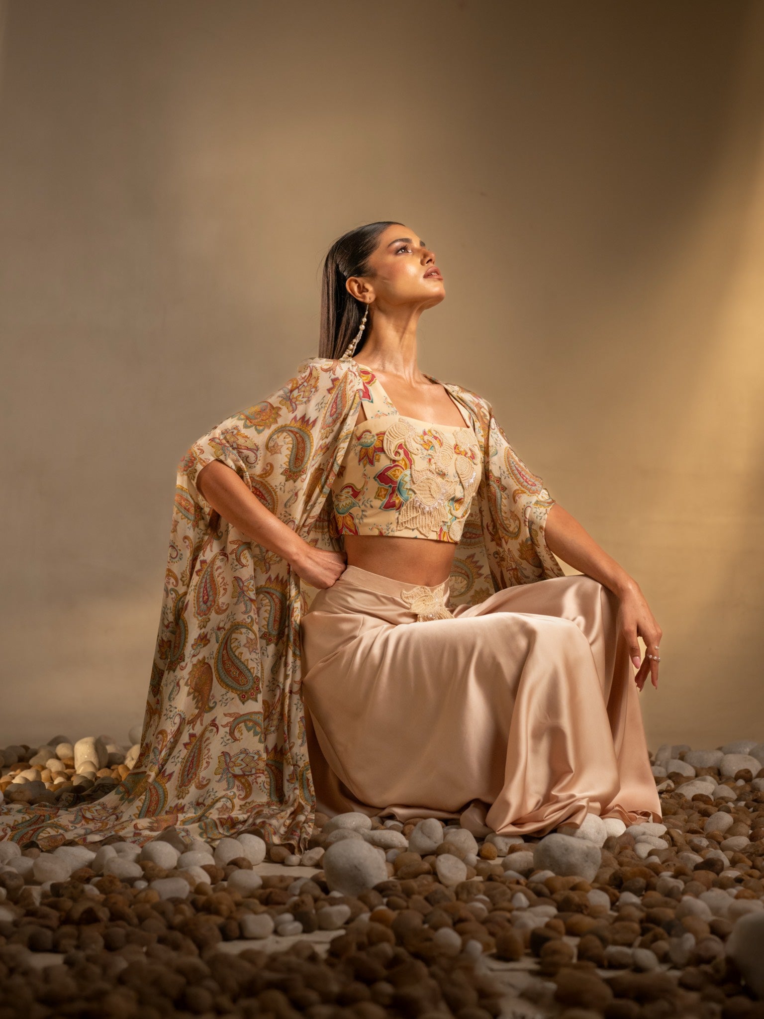 Bloom Reverie Draped Skirt Set