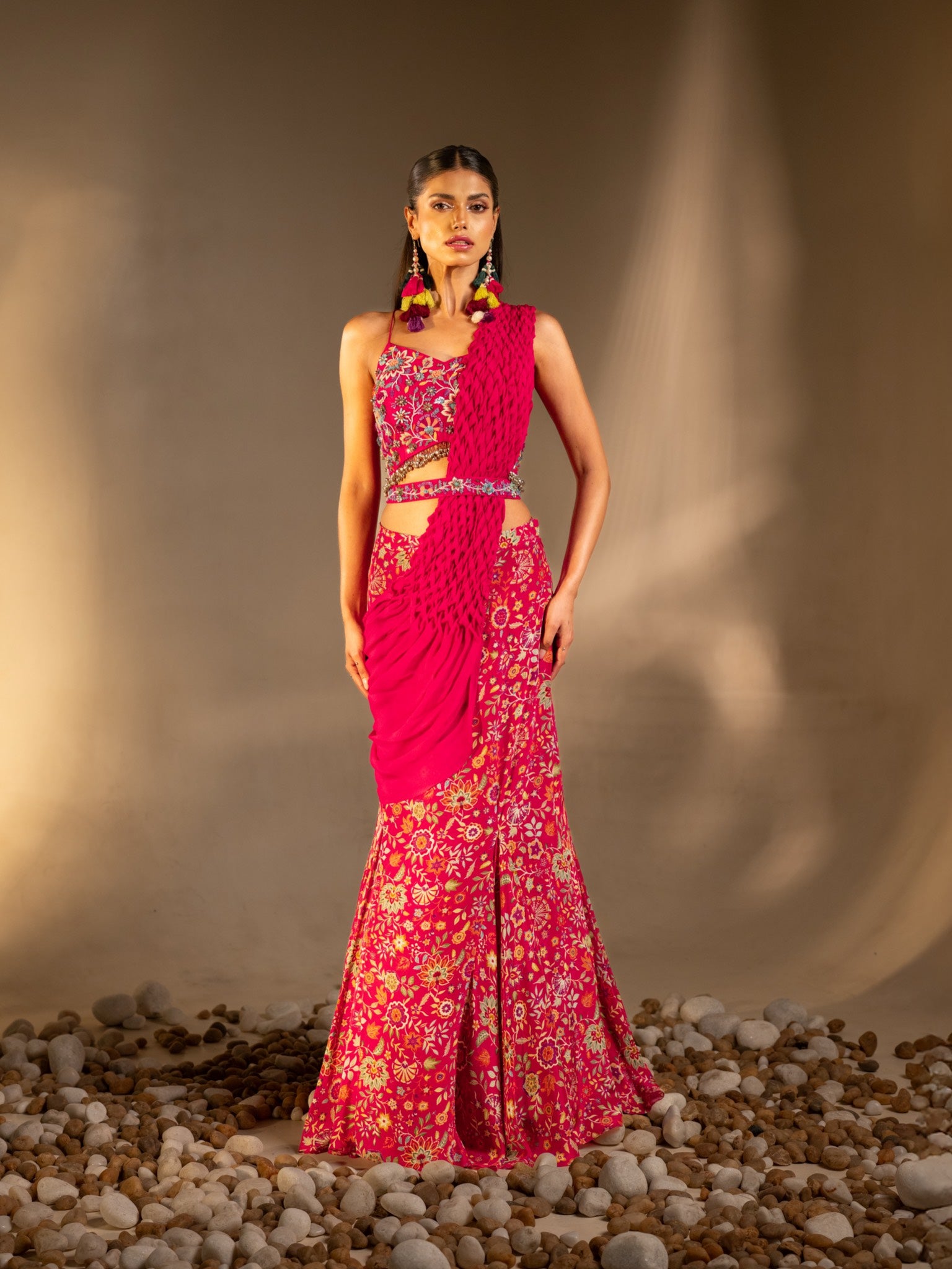 Gulab Noor Fish Tail Style Skirt with Blouse & Origami Dupatta