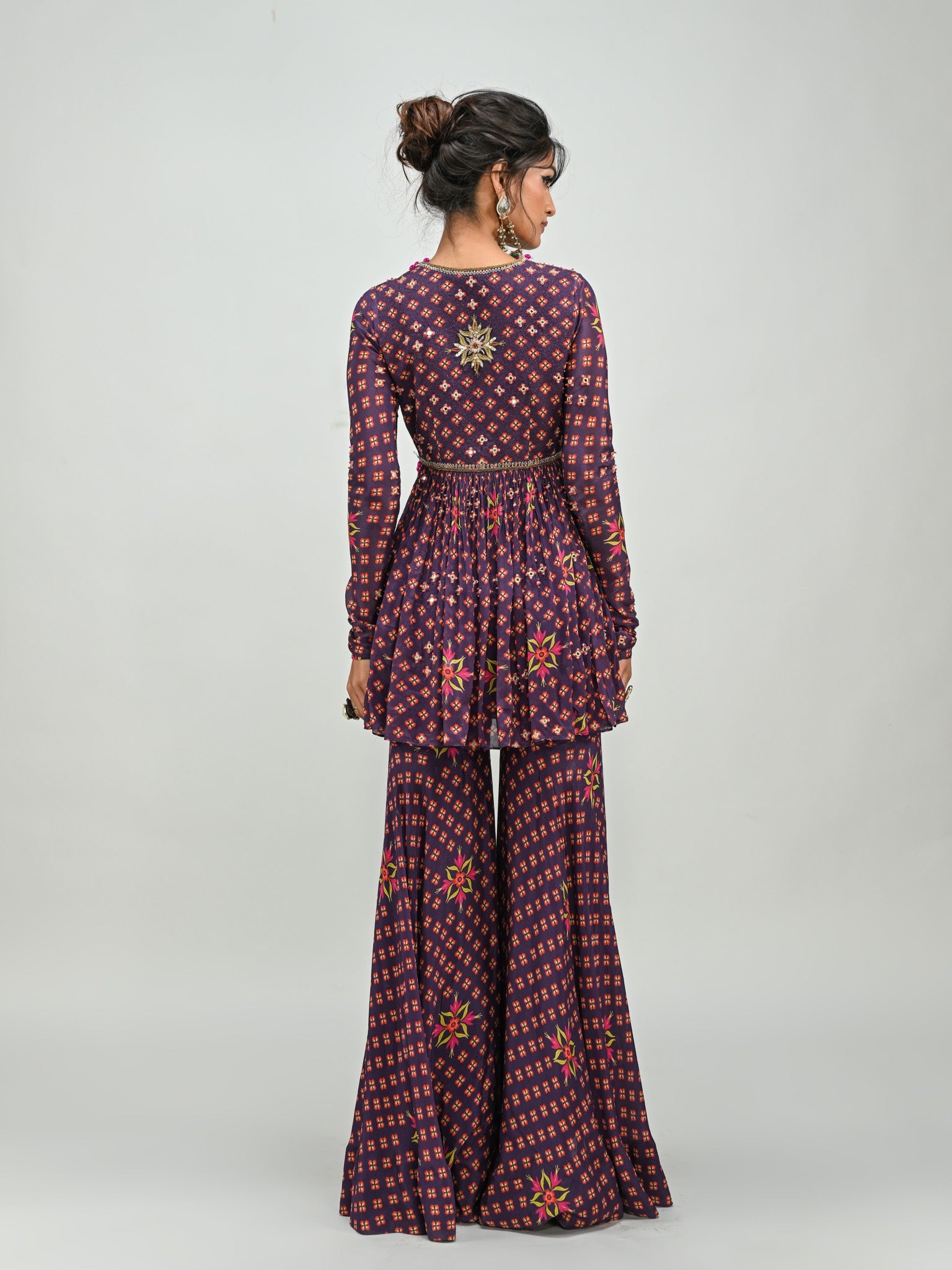 Plum Peplum Top & Sharara Set