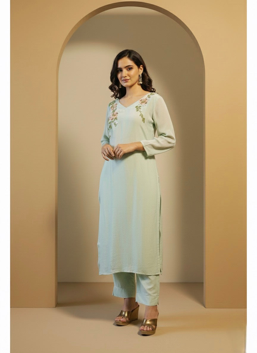 CLEARANCE SALE | MINT GREEN STRAIGHT KURTA SET