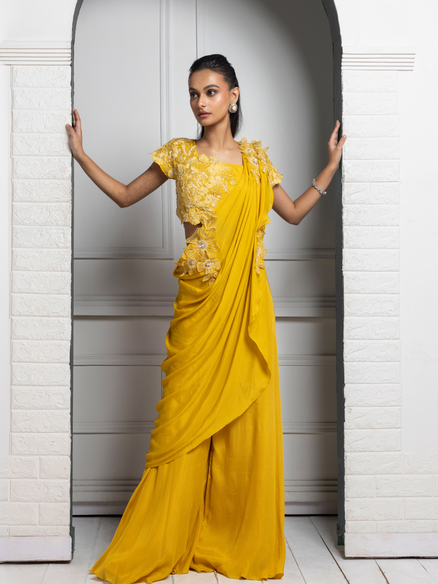 Yellow Blossom Drape Pant Set