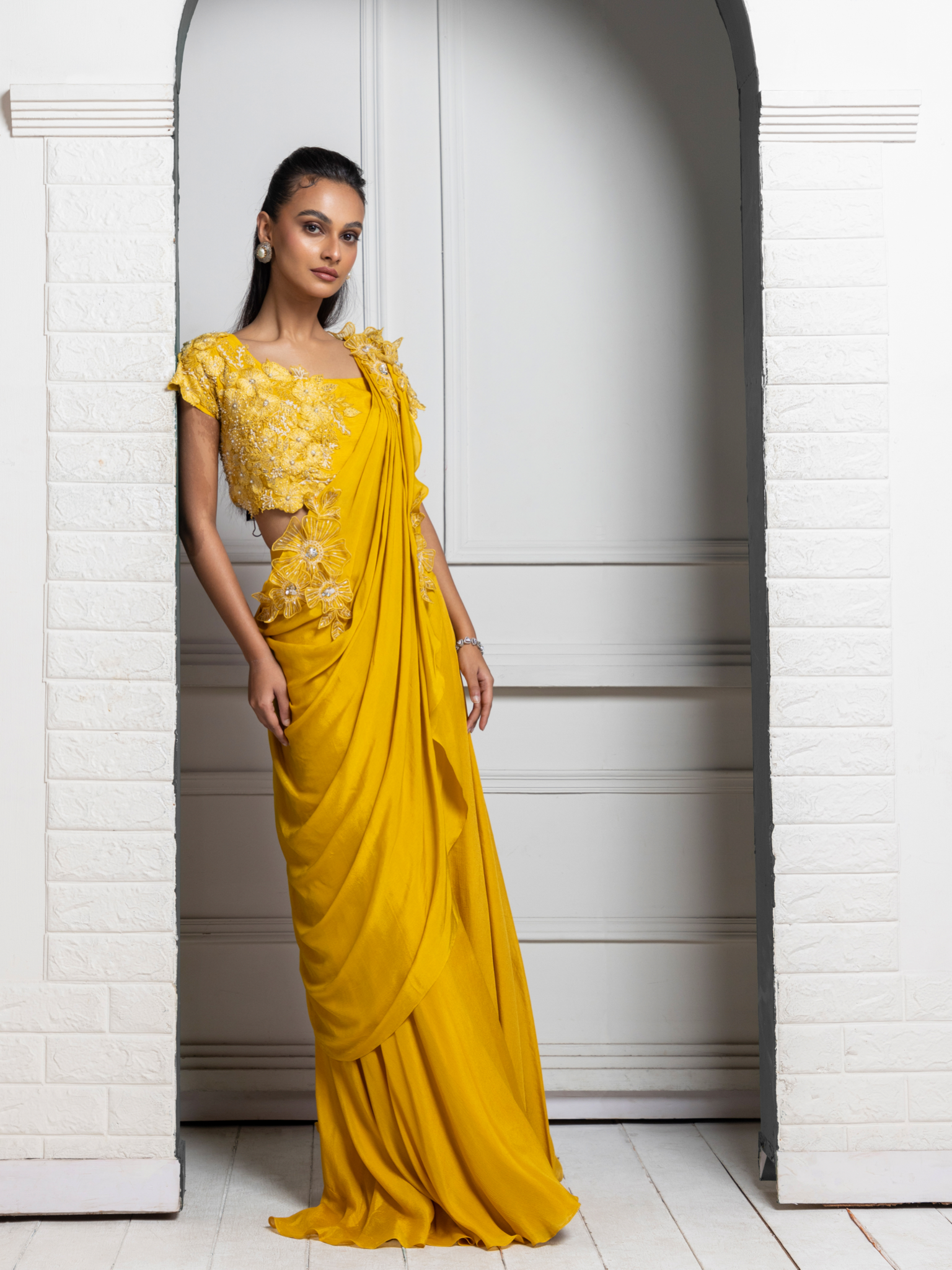 Yellow Blossom Drape Pant Set