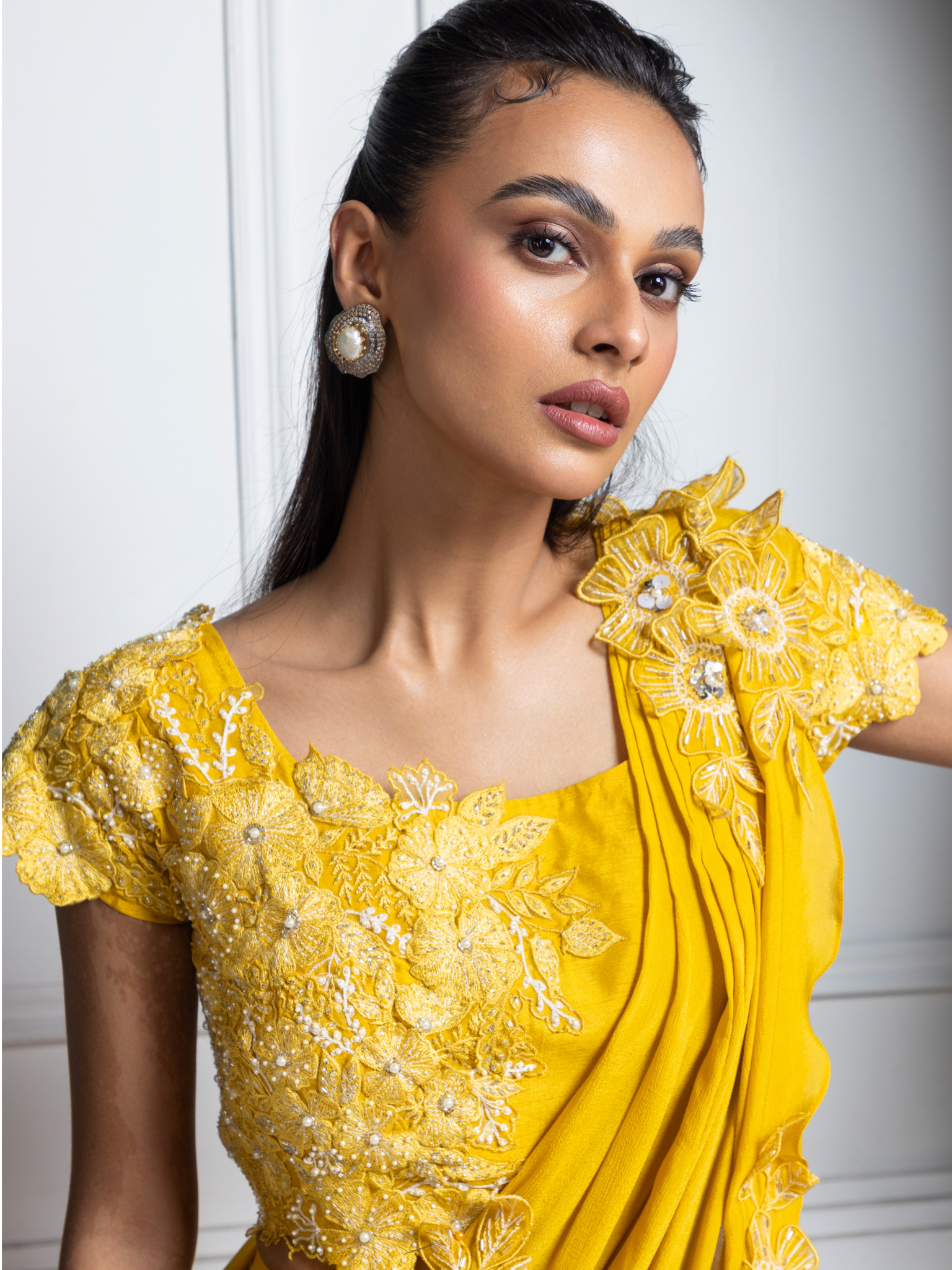 Yellow Blossom Drape Pant Set