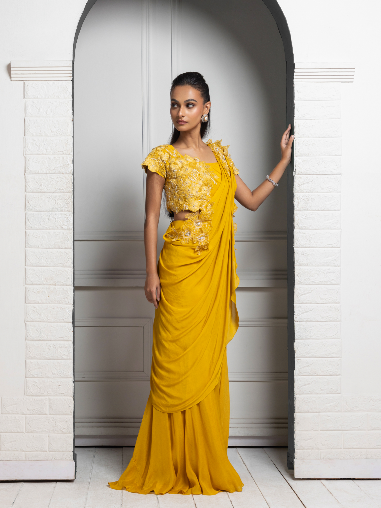 Yellow Blossom Drape Pant Set