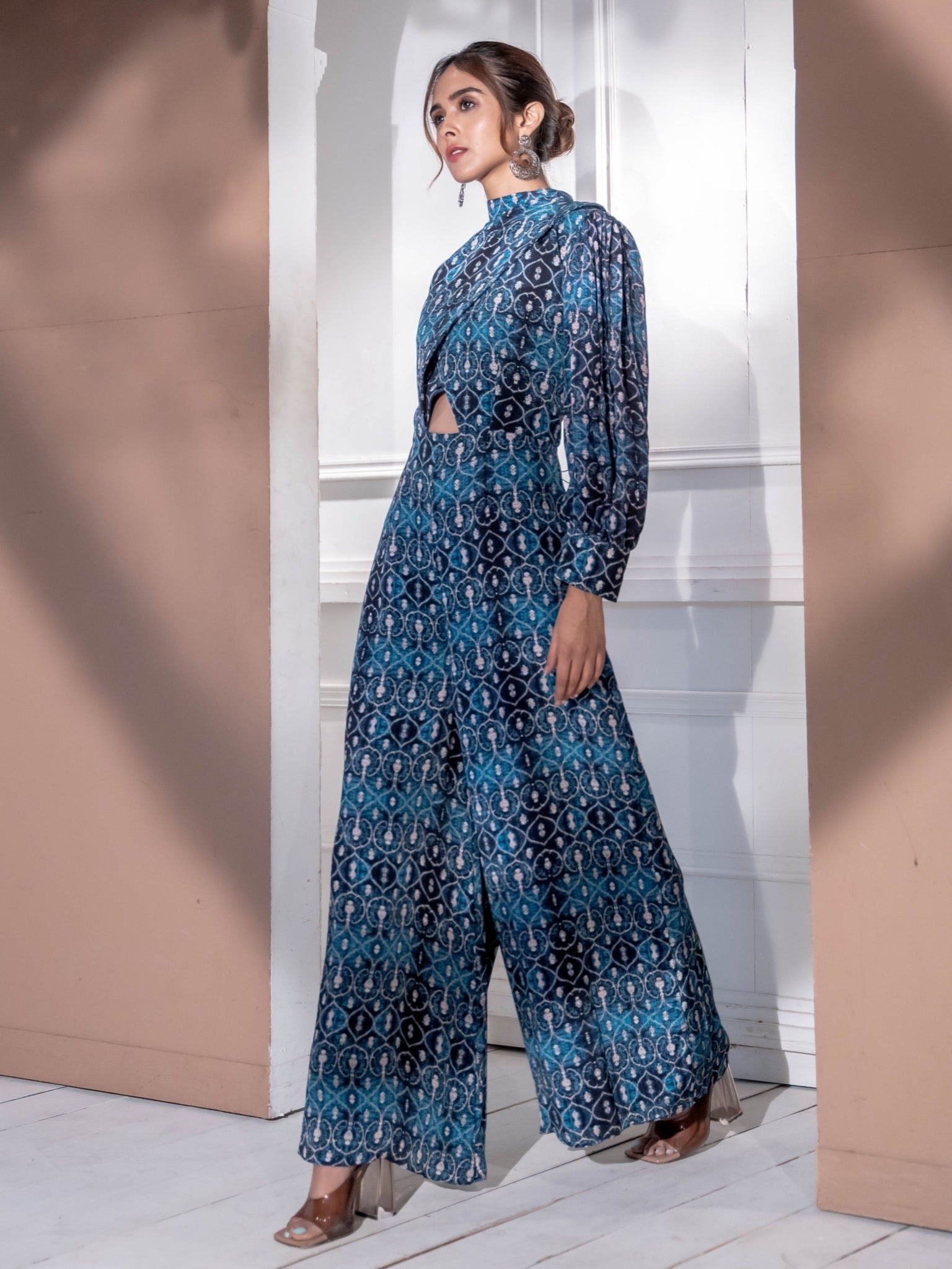 Printed Blue Jumpsuit