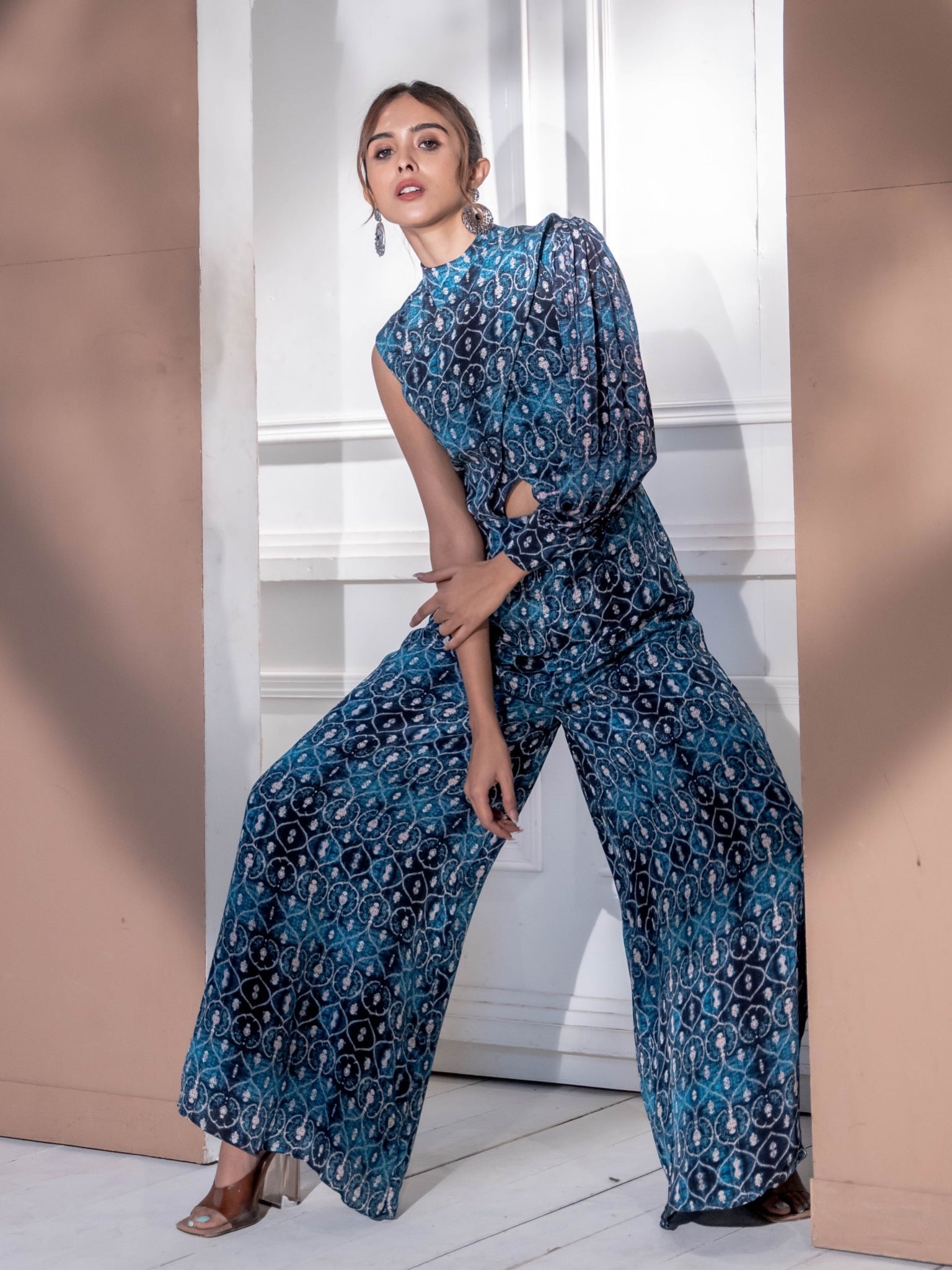 Printed Blue Jumpsuit