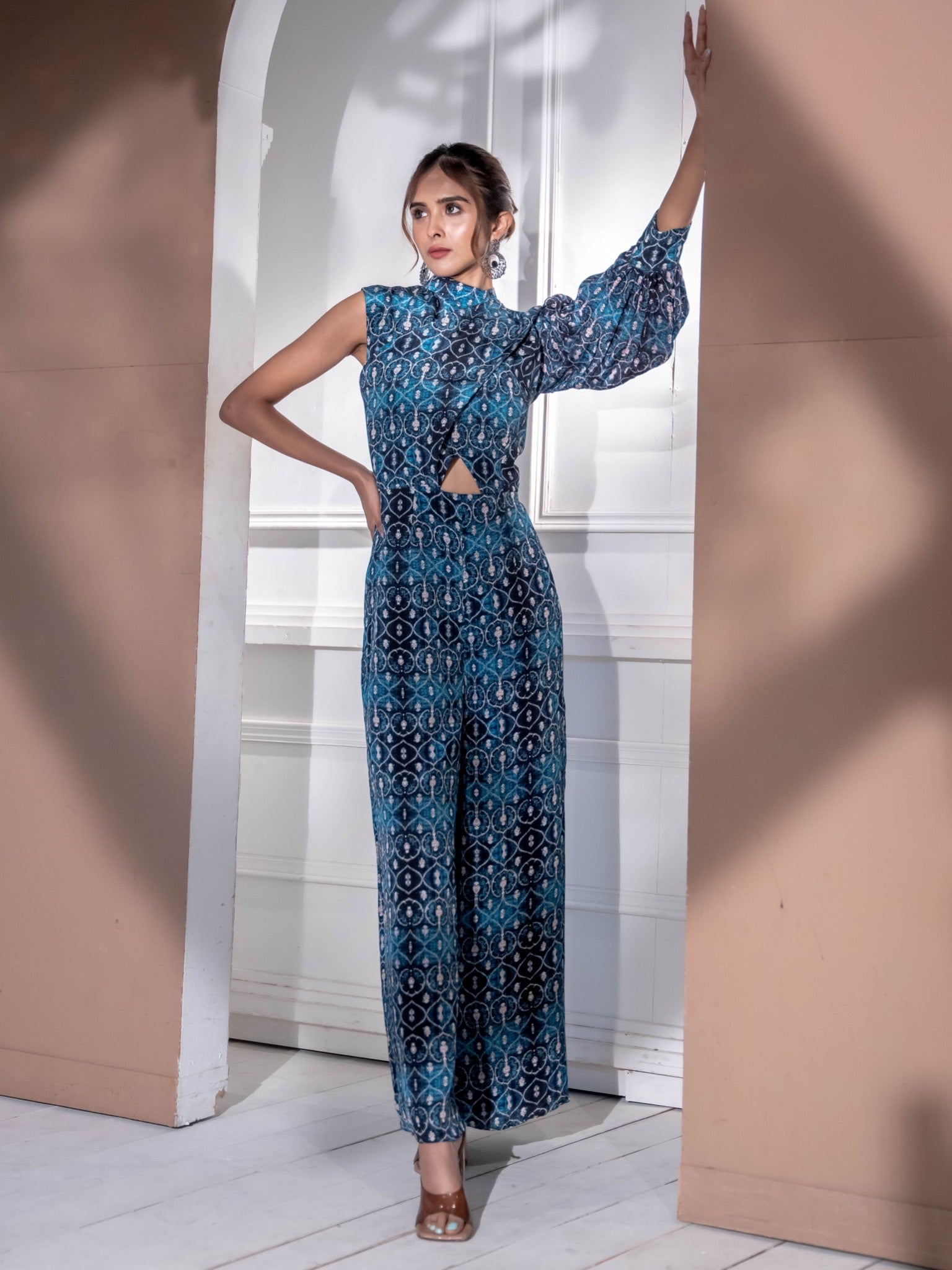 Printed Blue Jumpsuit