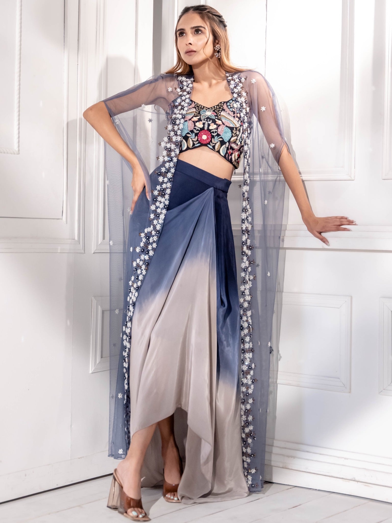 Indigo Blue Ombre Three Piece Set