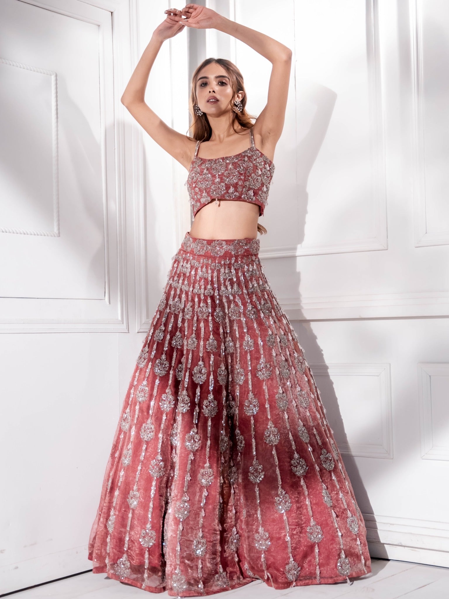 Cipul Artul in Rose Crystal Lehenga Set