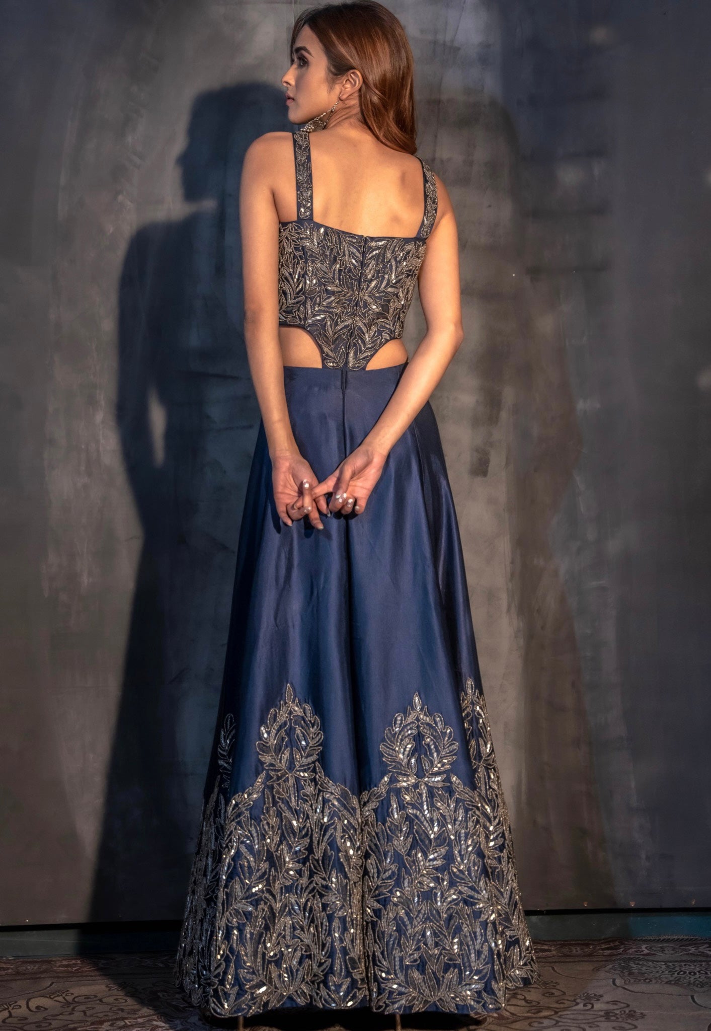 NavyBlue and Embroidered Jumpsuit