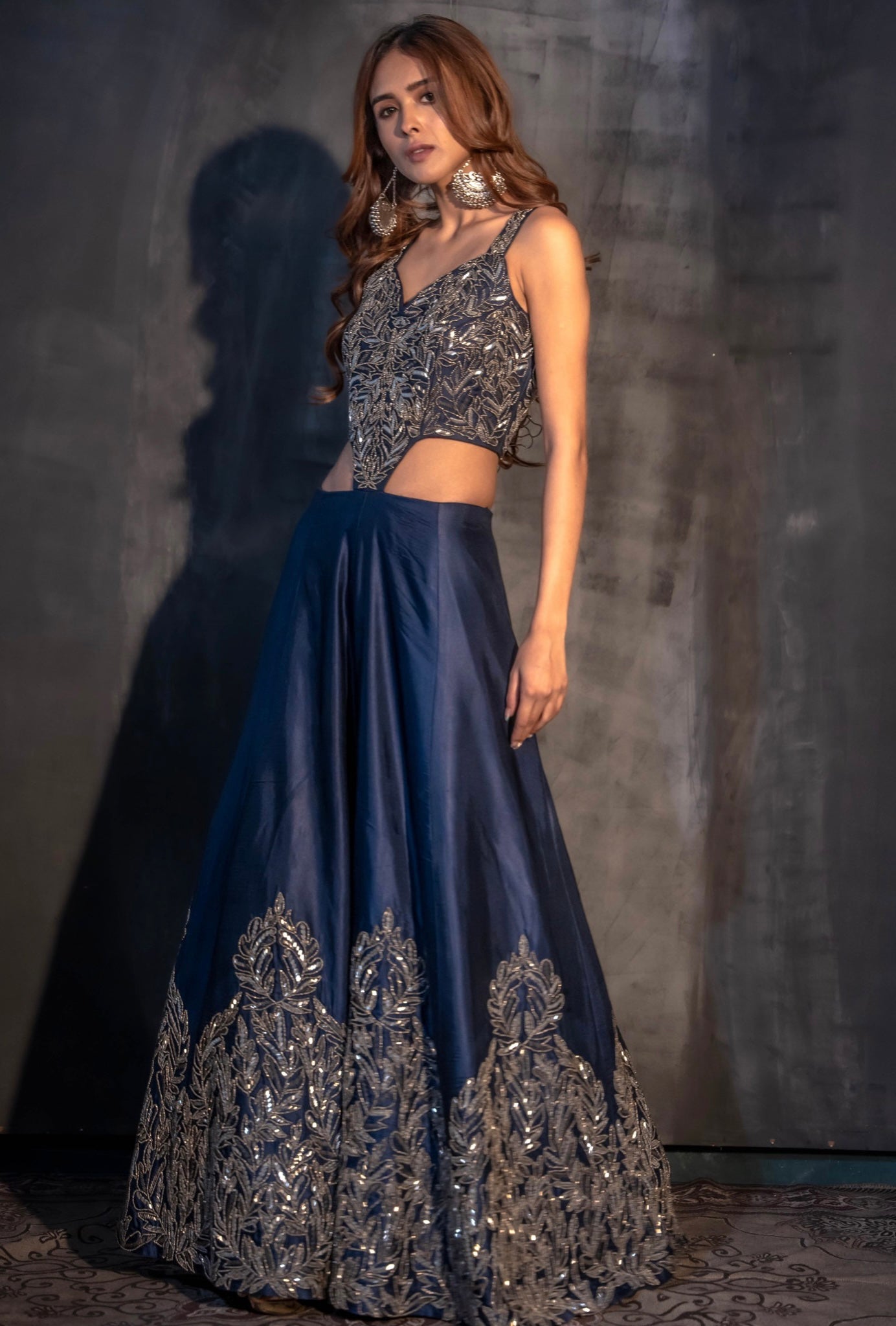 NavyBlue and Embroidered Jumpsuit