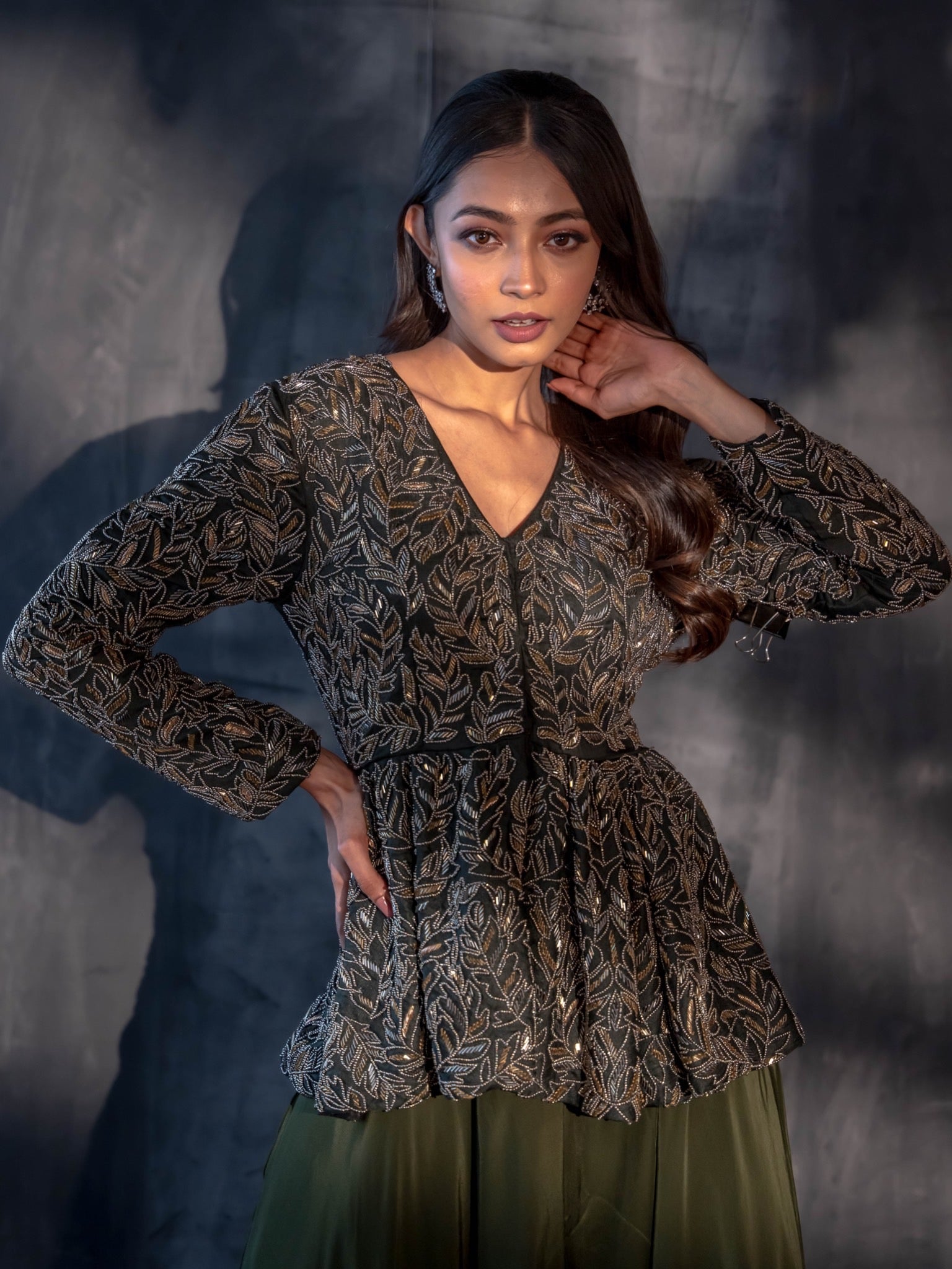 Olive Green Sharara Set