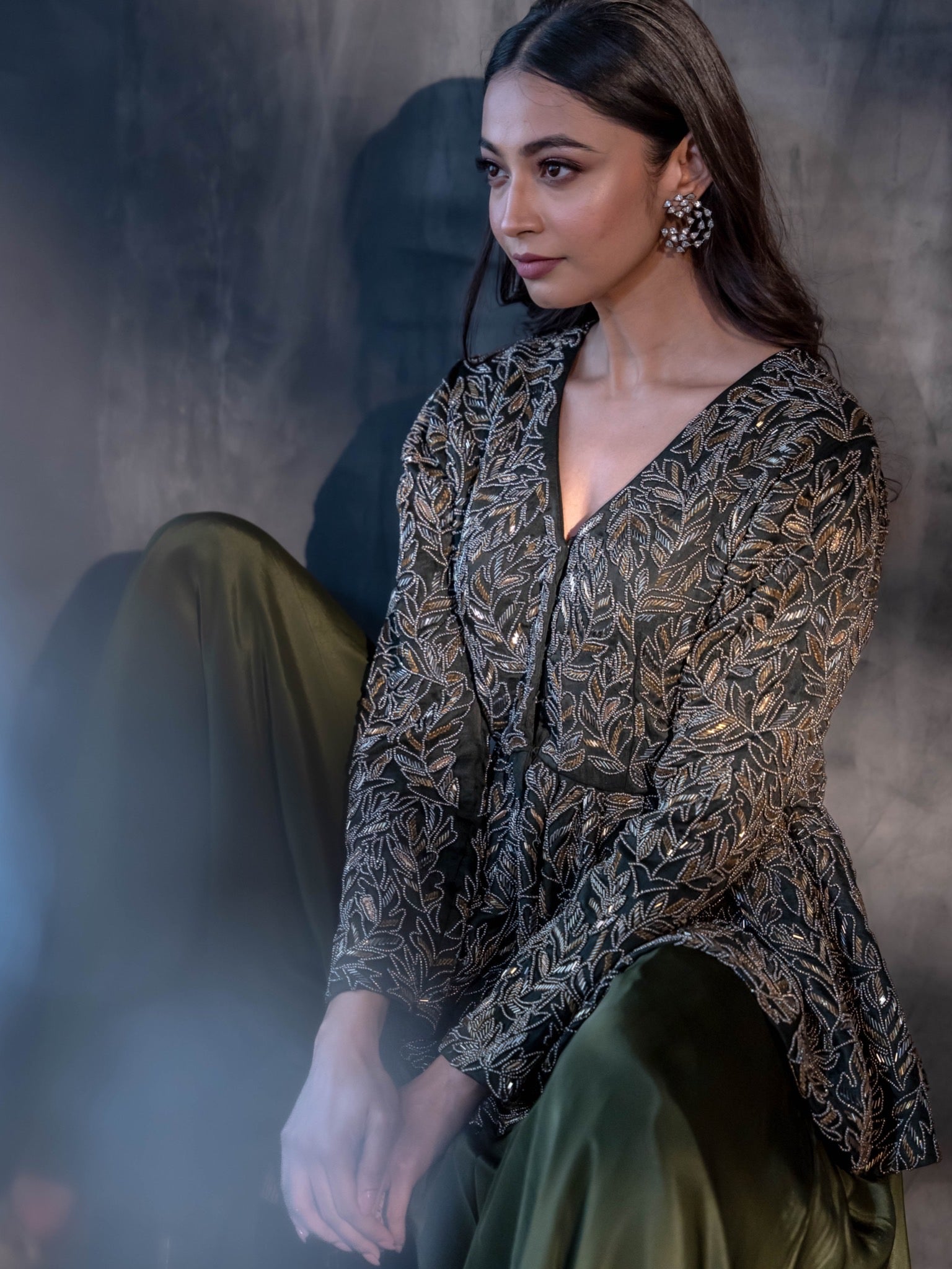 Olive Green Sharara Set