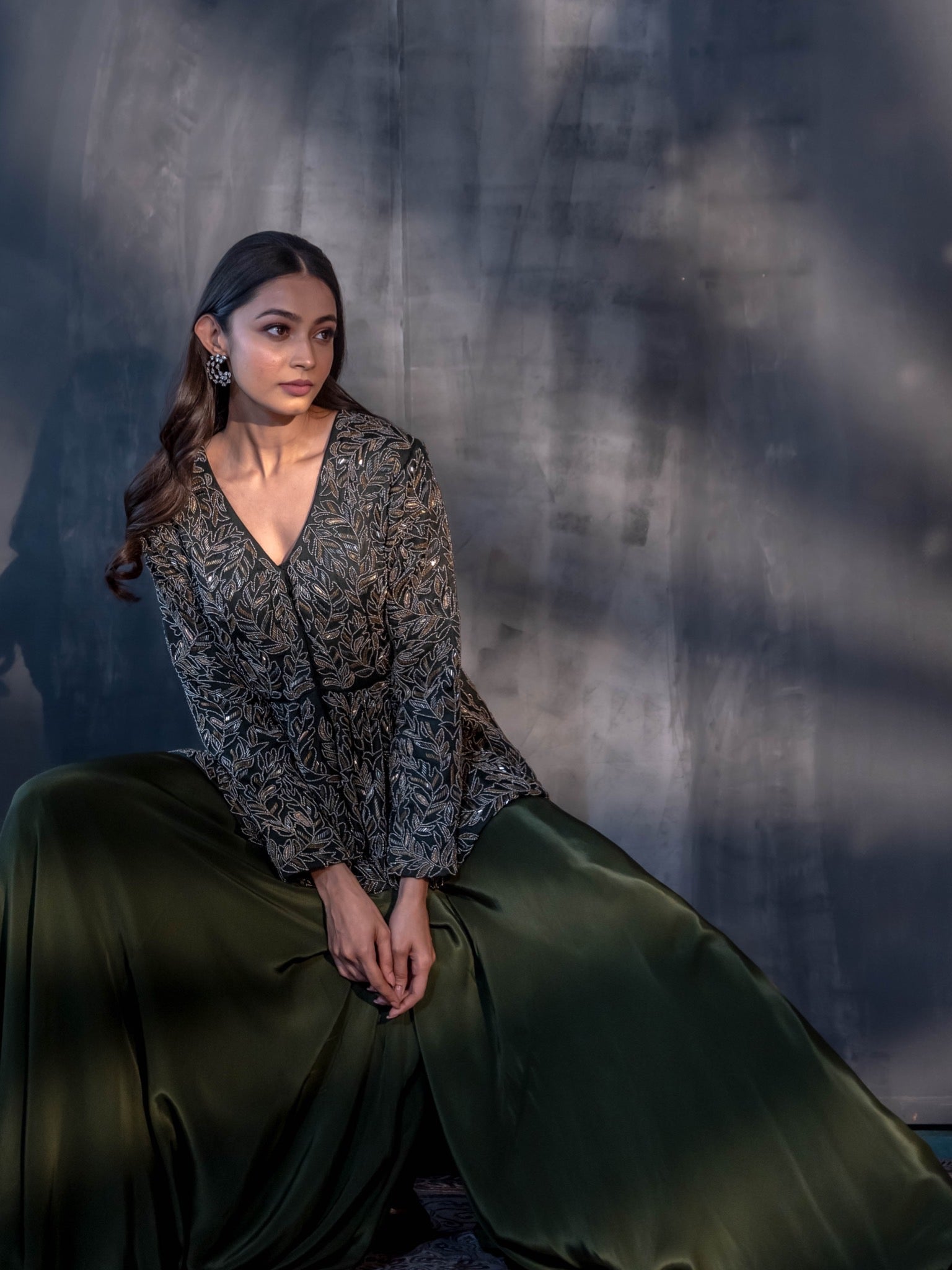 Olive Green Sharara Set