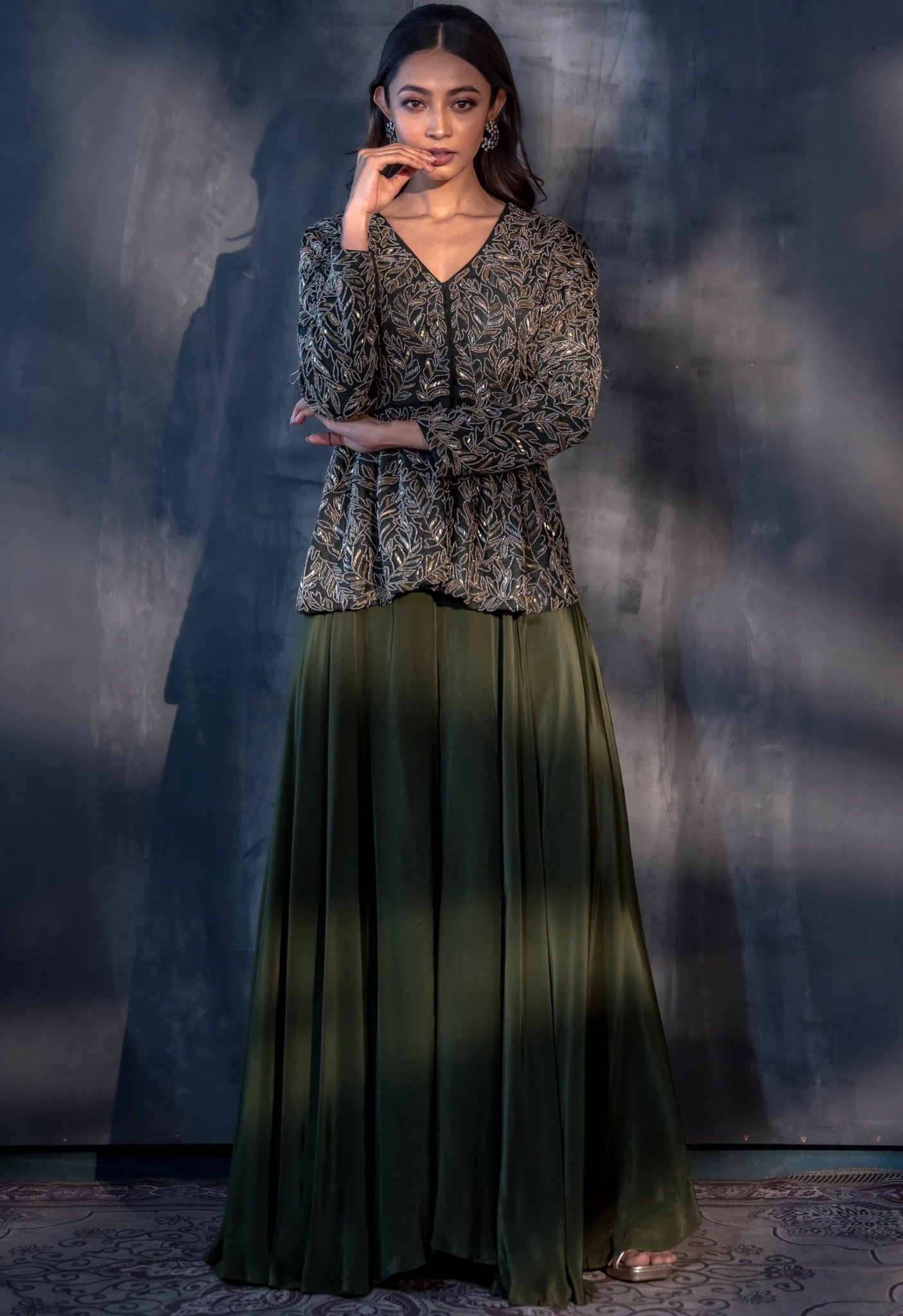 Olive Green Sharara Set