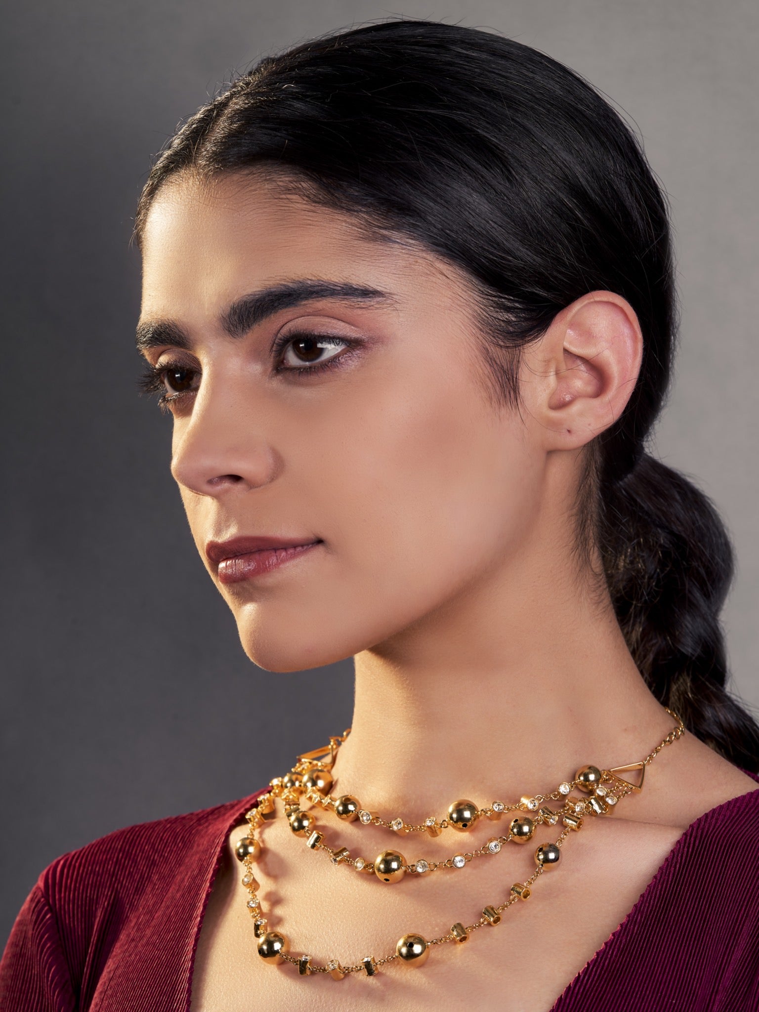 Three Line Droplet Necklace