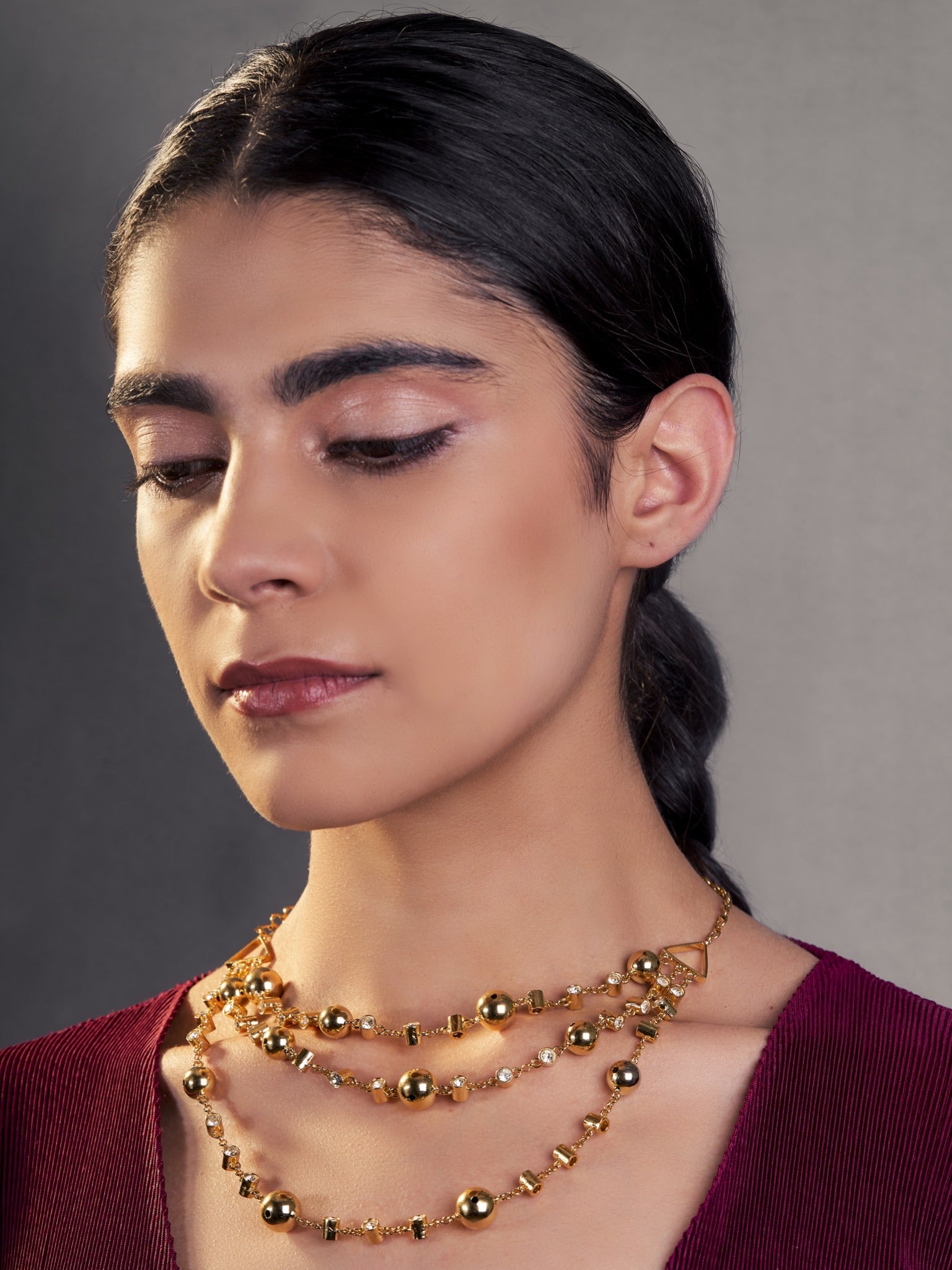 Three Line Droplet Necklace