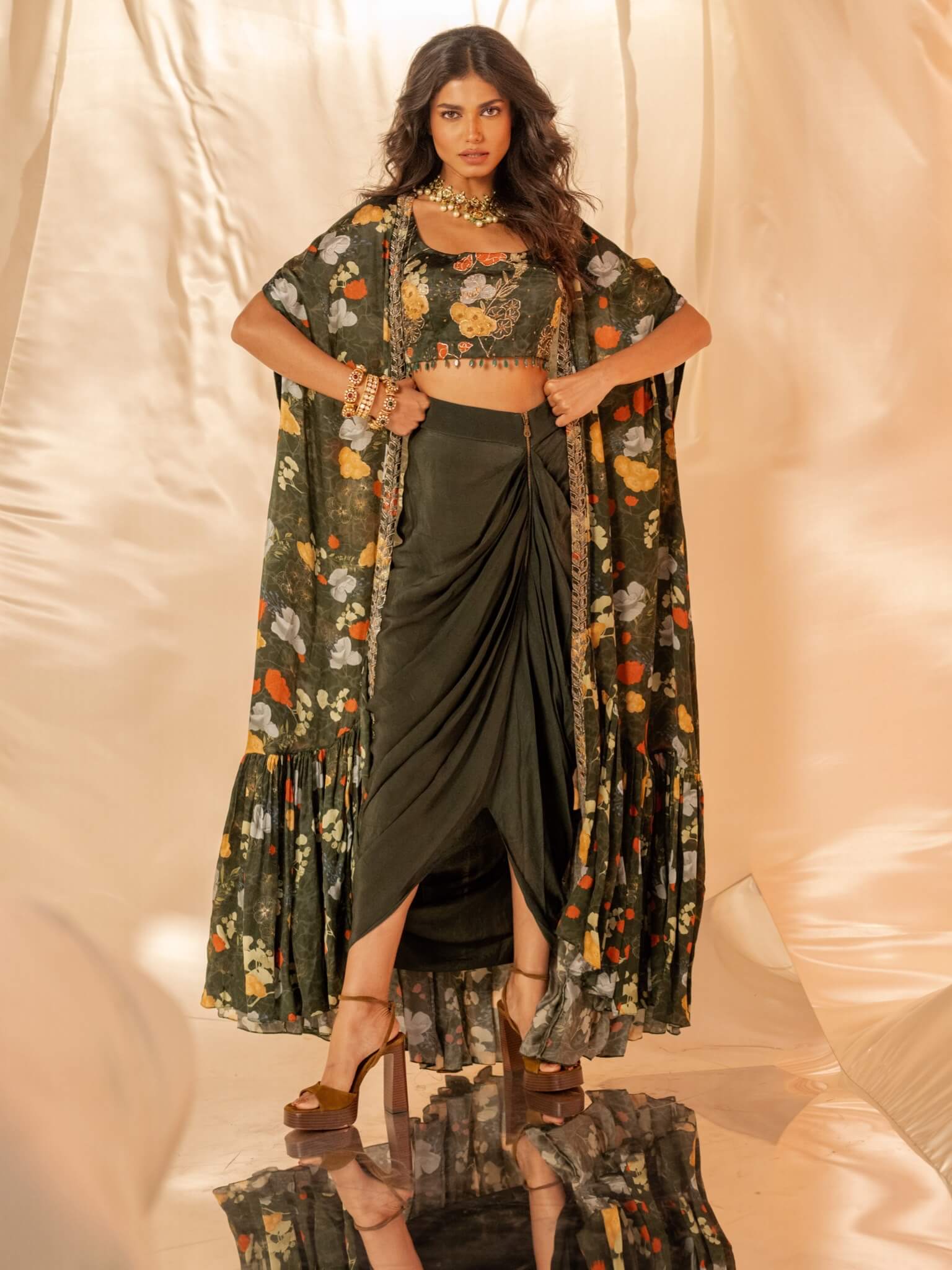 Satrang Drape Skirt Set