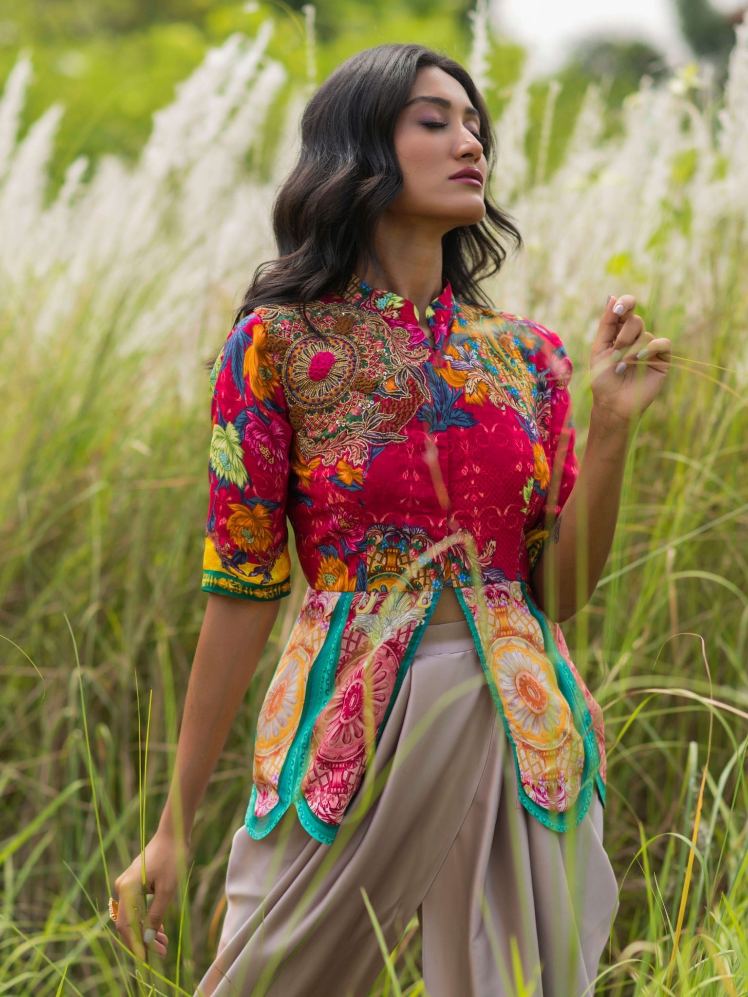 Tripti Dimri in Torana Embroidered Peplum Top with Dhoti Pants