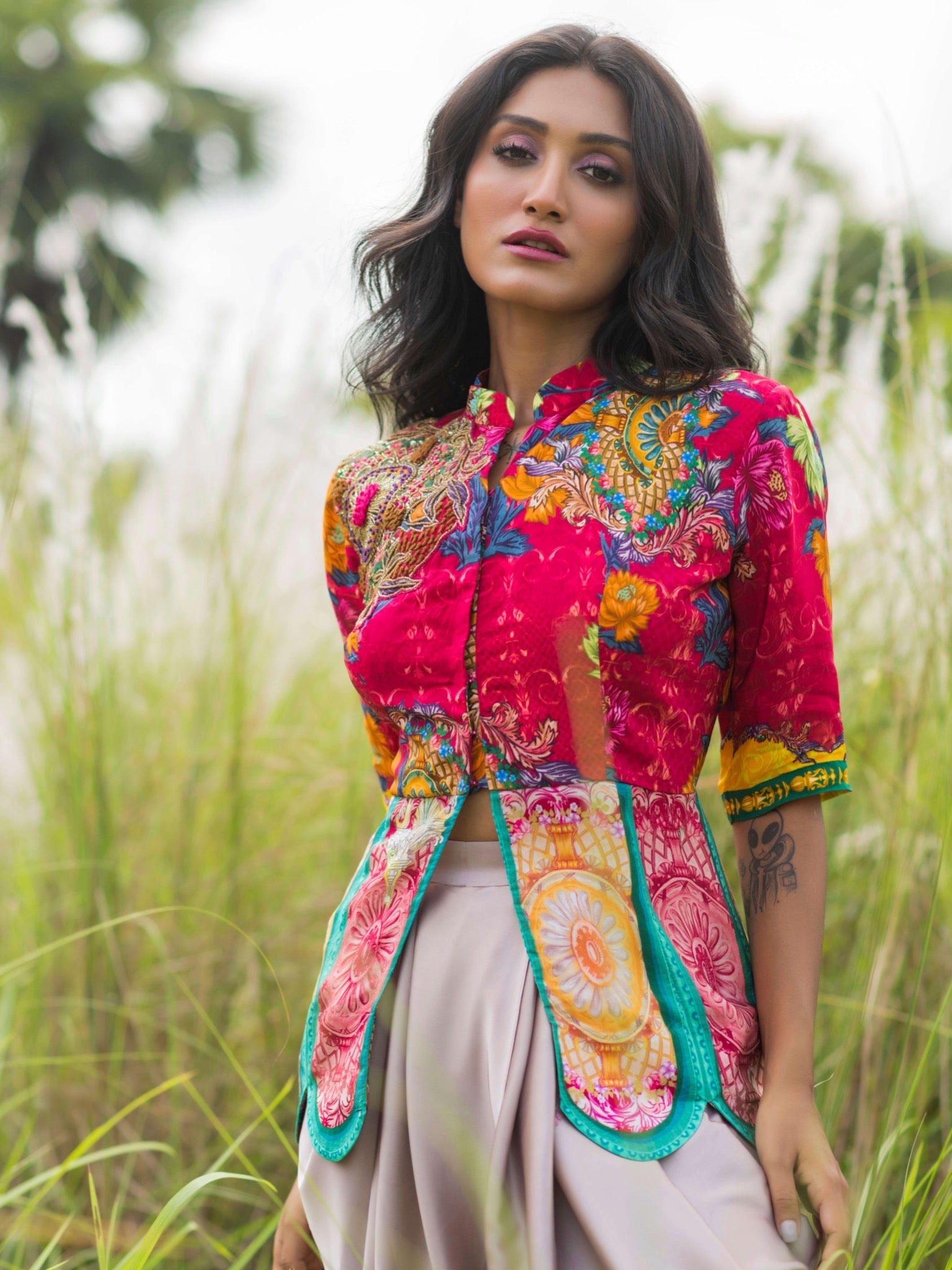 Tripti Dimri in Torana Embroidered Peplum Top with Dhoti Pants