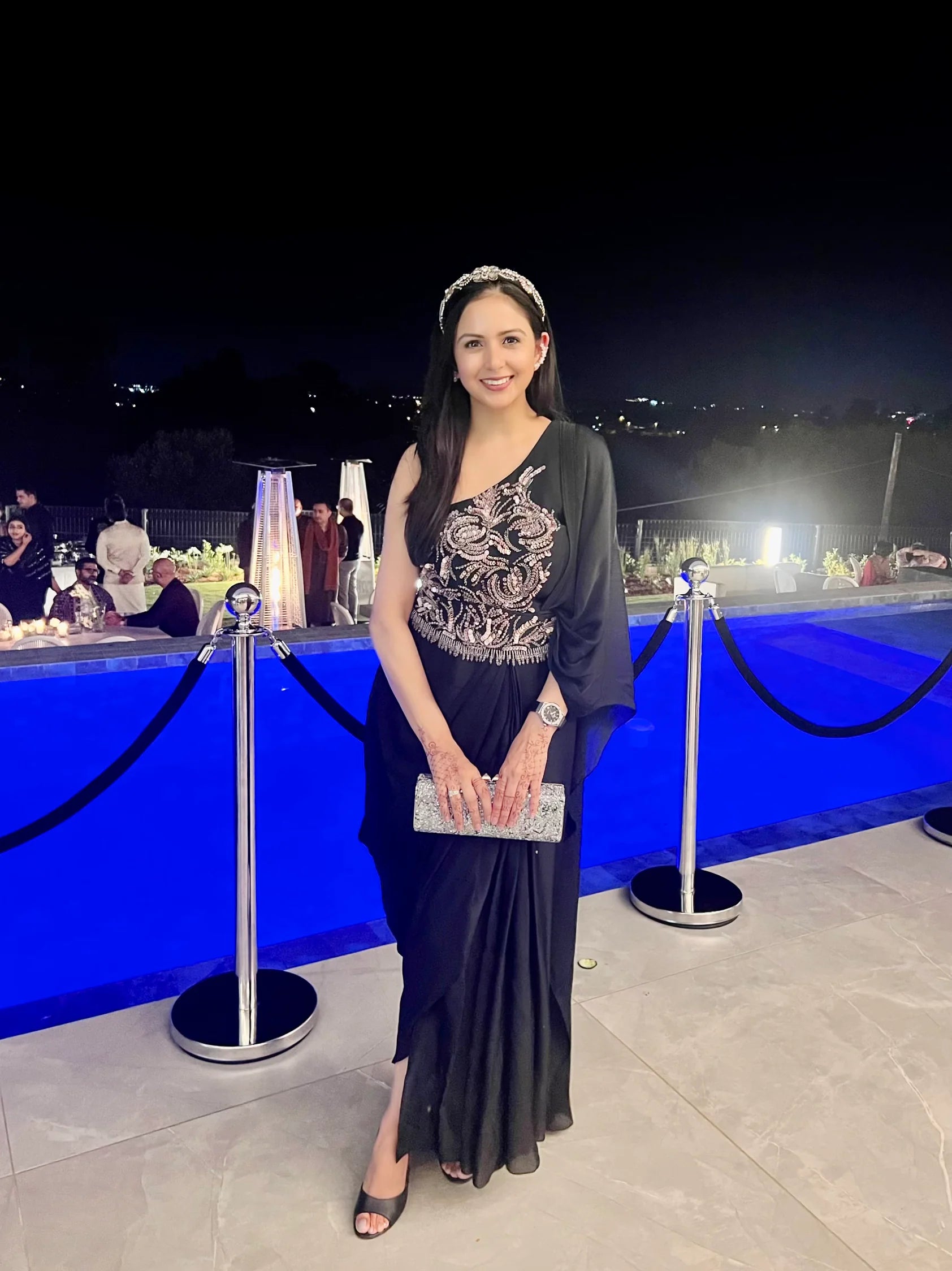 Samriddhi Dhillon in Black Concept Saree With Belt