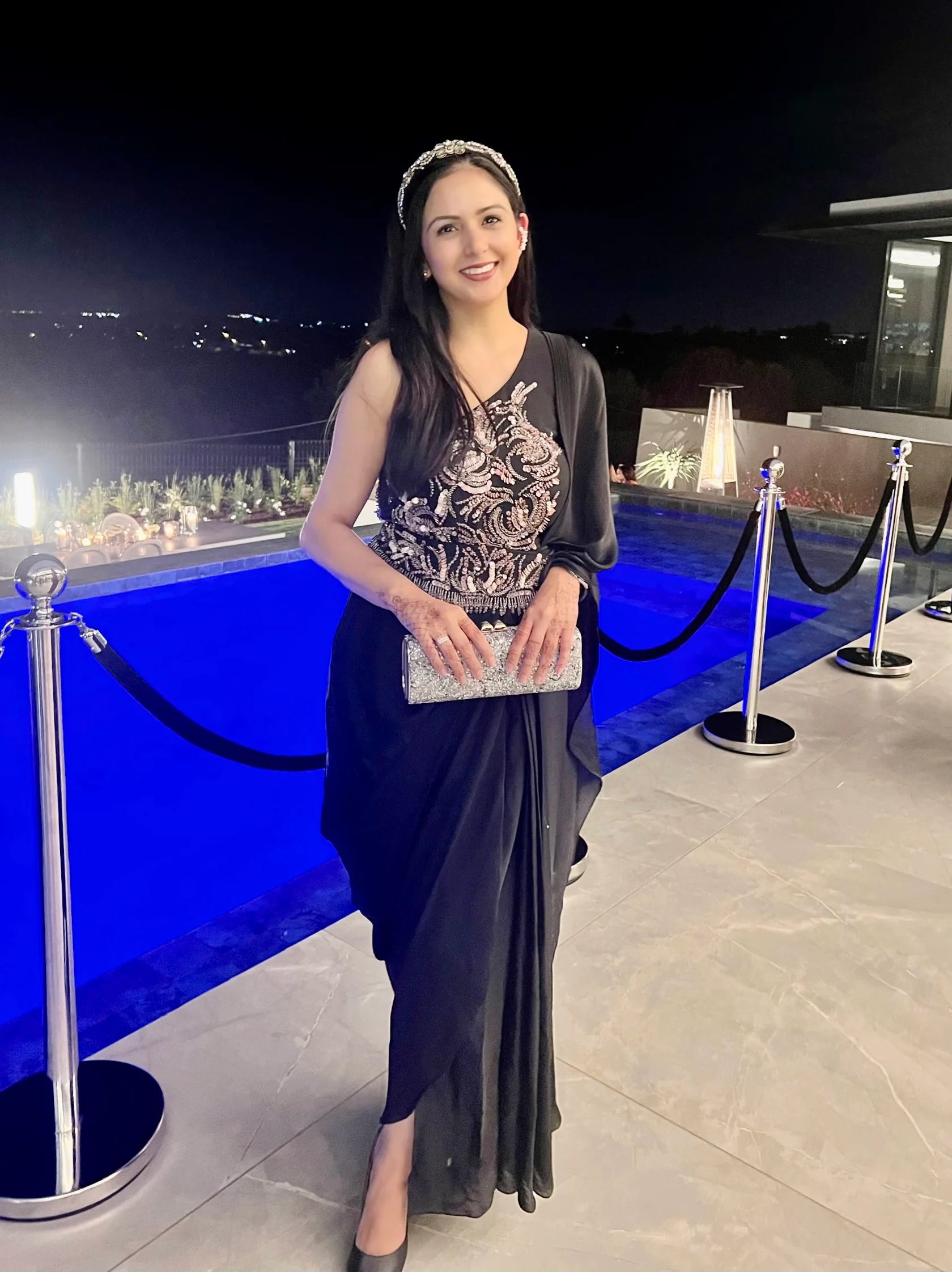 Samriddhi Dhillon in Black Concept Saree With Belt