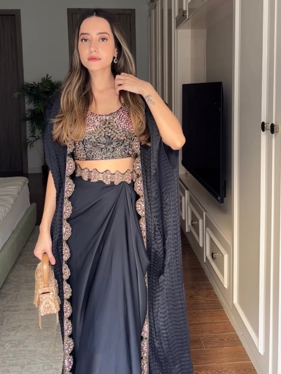 Komal Kapoor Grover in Rooh Deep Blue Draped Skirt Set