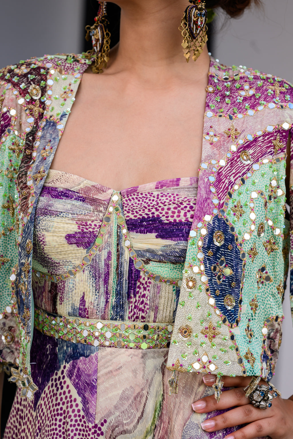 Eden Jump Suit Paidawn With Cape Jacket Set