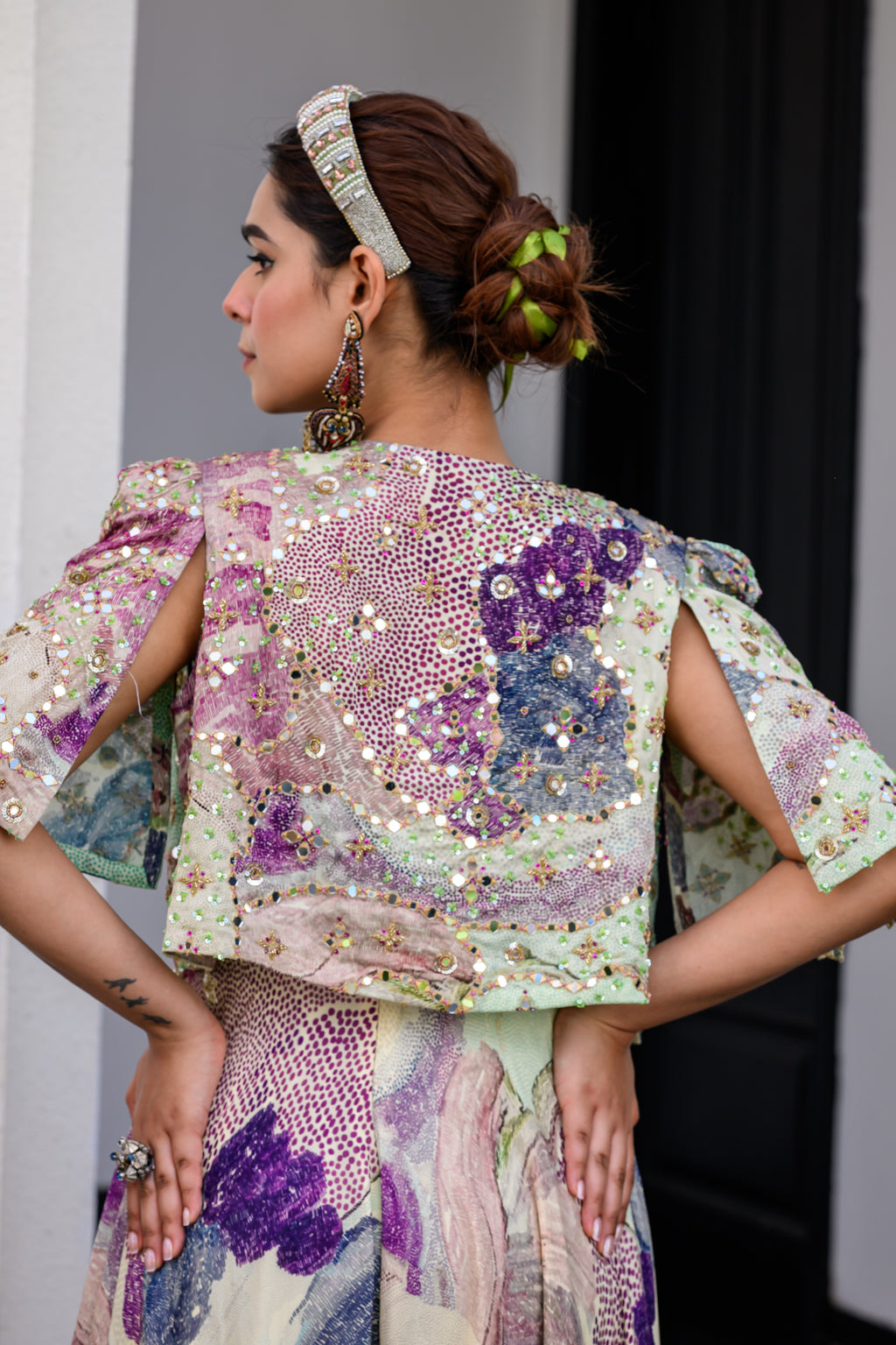 Eden Jump Suit Paidawn With Cape Jacket Set