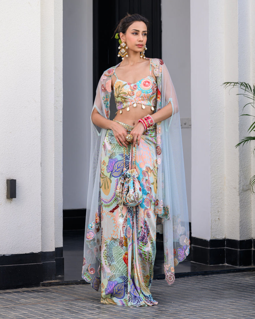 Gardenia Drape Skirt Set