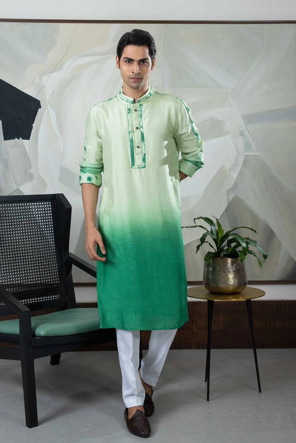 Tie Dye Green Kurta Set