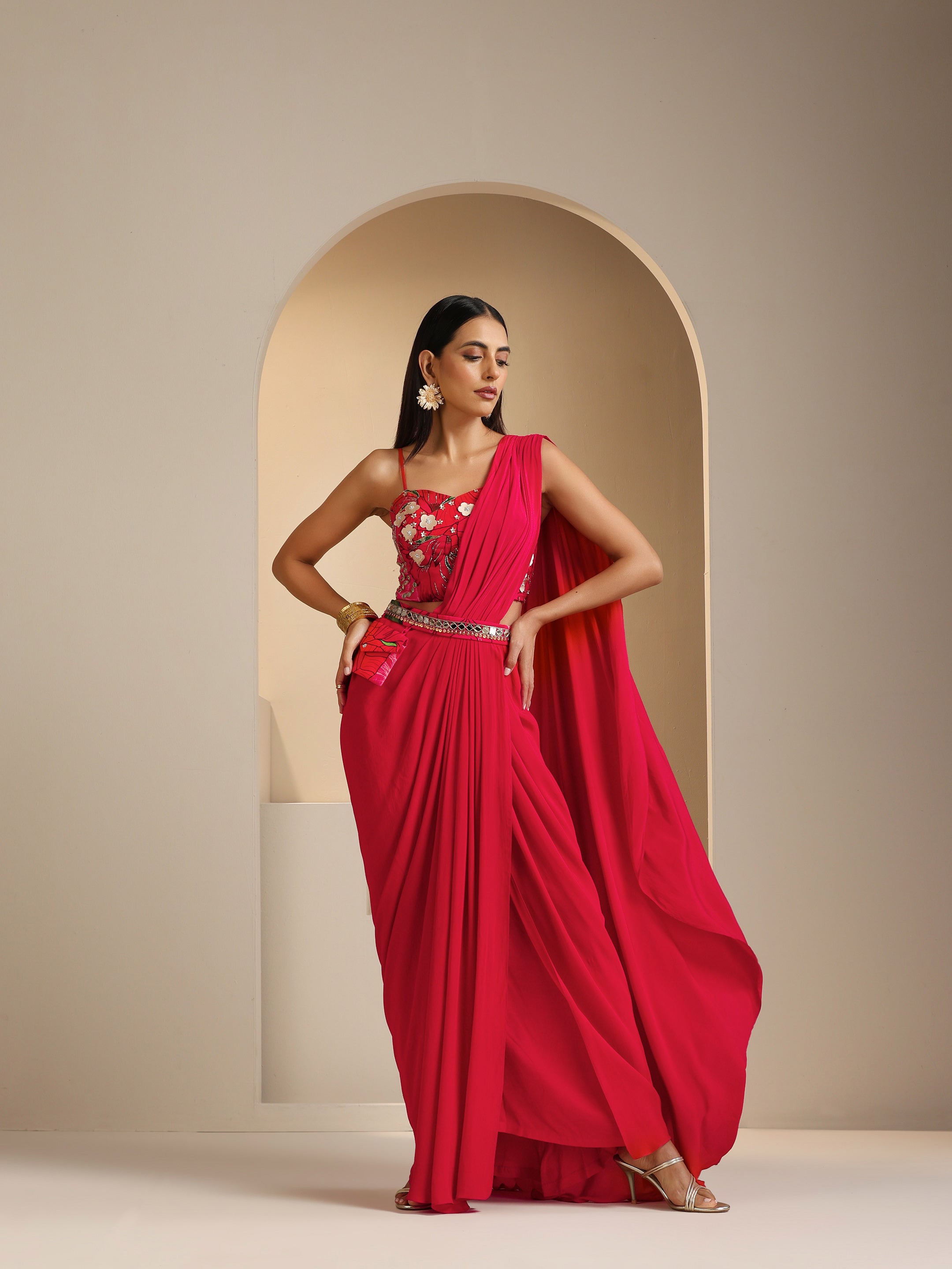 Naqsh Pre Draped Saree Set