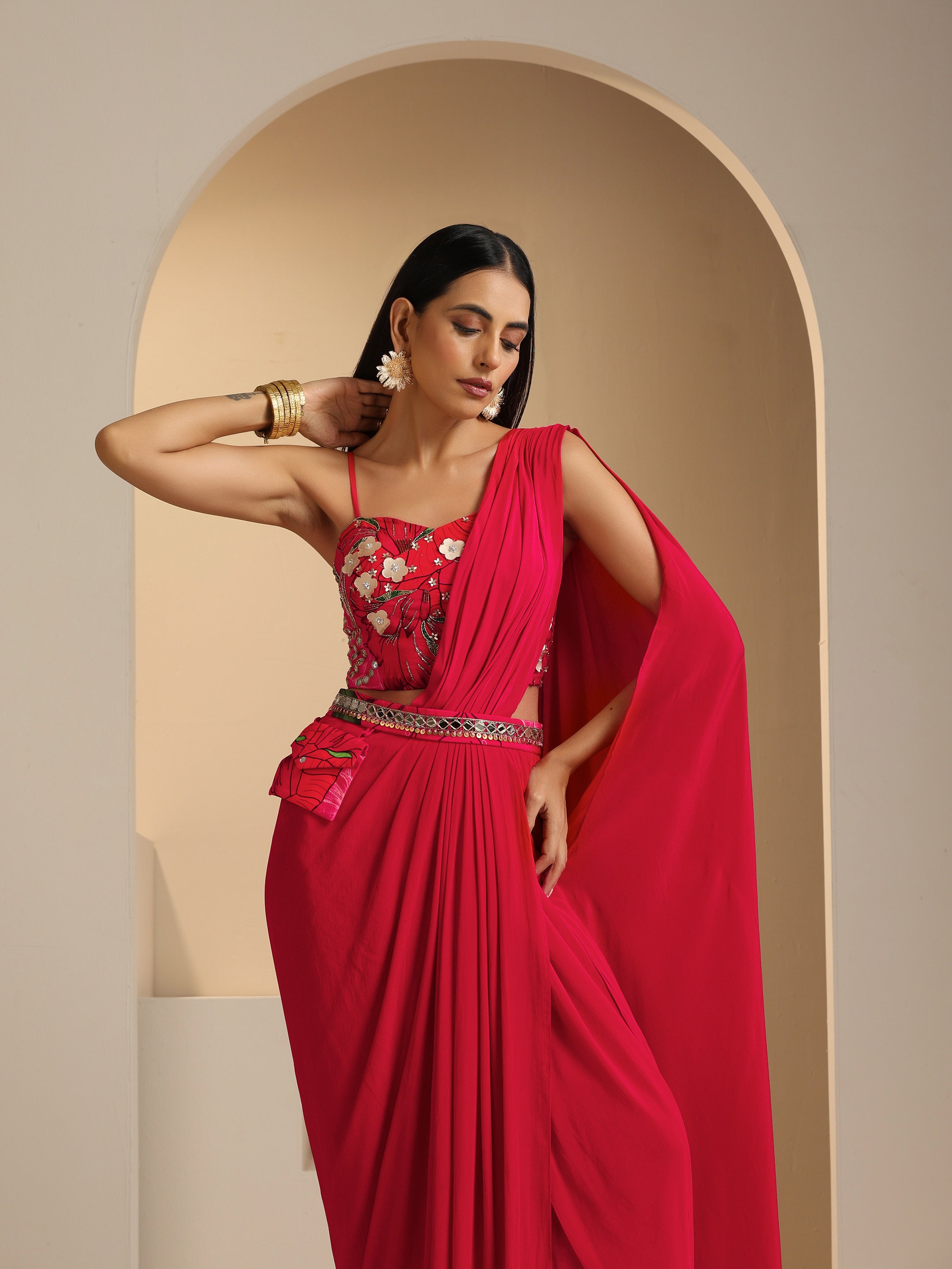 Naqsh Pre Draped Saree Set