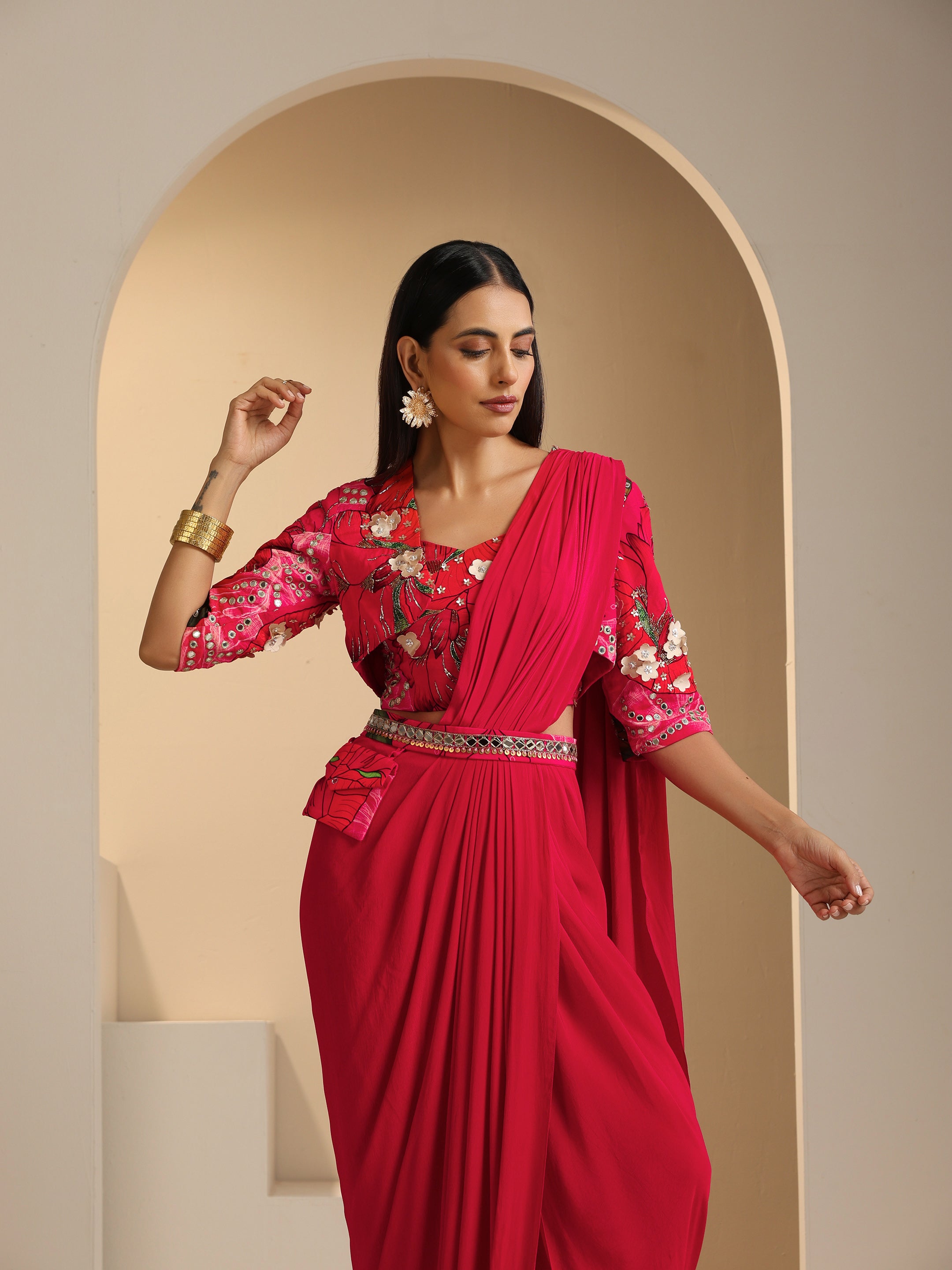 Naqsh Pre Draped Saree Set