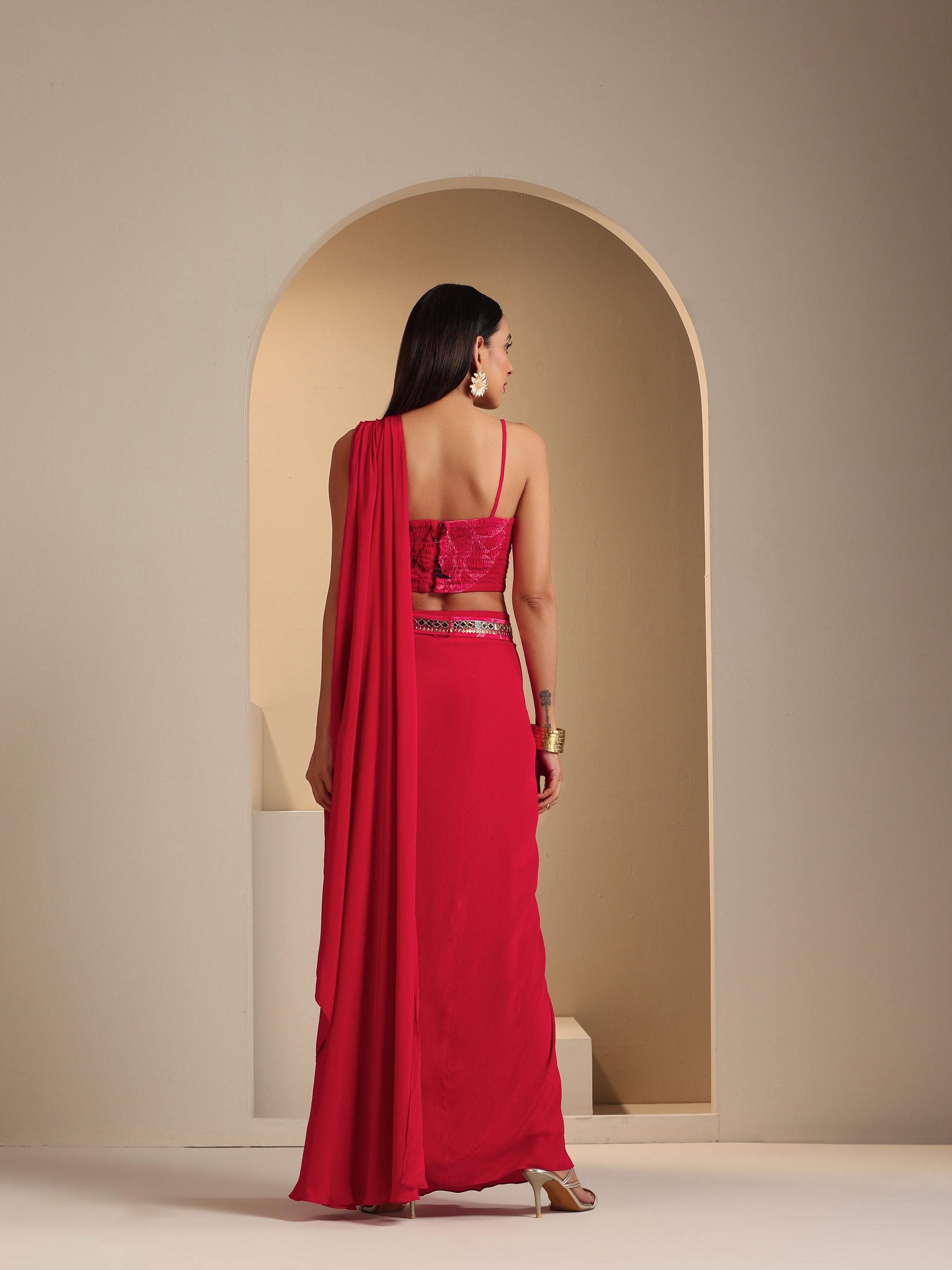 Naqsh Pre Draped Saree Set