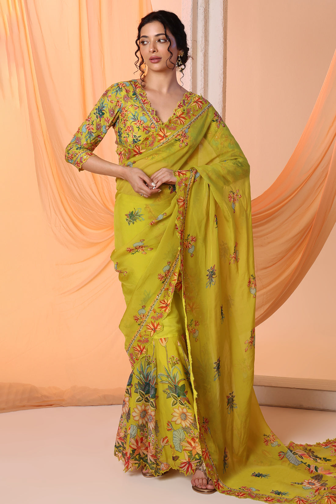 Aarani Embroidered Pre-Stitch Saree set